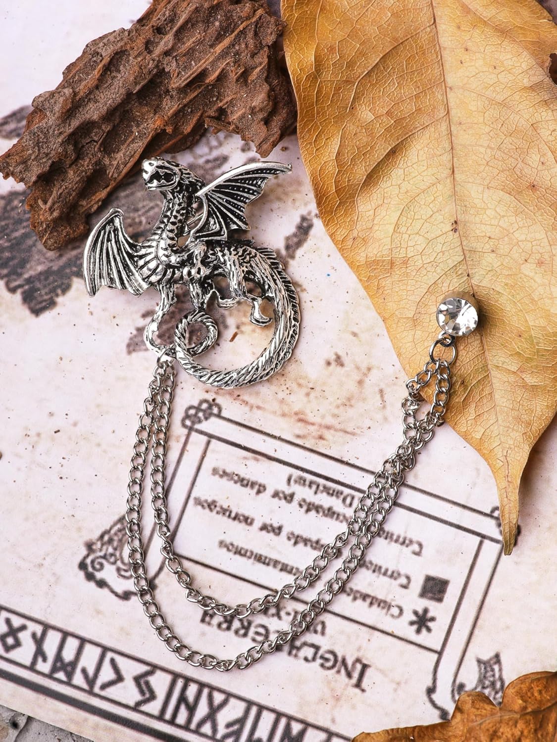 HAQUIL Dragon Brooch Pin Silver Plated Vintage Lucky Accessories Key Ring Jewelry for Men Women - Image 3