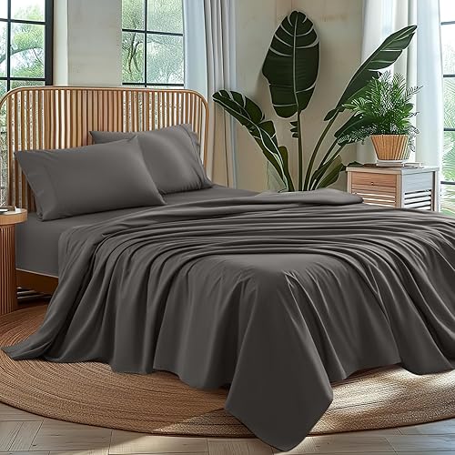 AiAngu Juego de sábanas de microfibra de 1800 hilos de percal súper suave y cómodo, con bolsillos profundos de 16 pulgadas, sábanas transpirables y