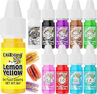 Gel Food Coloring - 10 Colors Concentrated Food Dye, Cake Decorating Supplies Tasteless Food Coloring Gel for Baking, Fondant, Cookie, Cake, Icing, Macaron, Easter Egg - 0.25 Fl. Oz