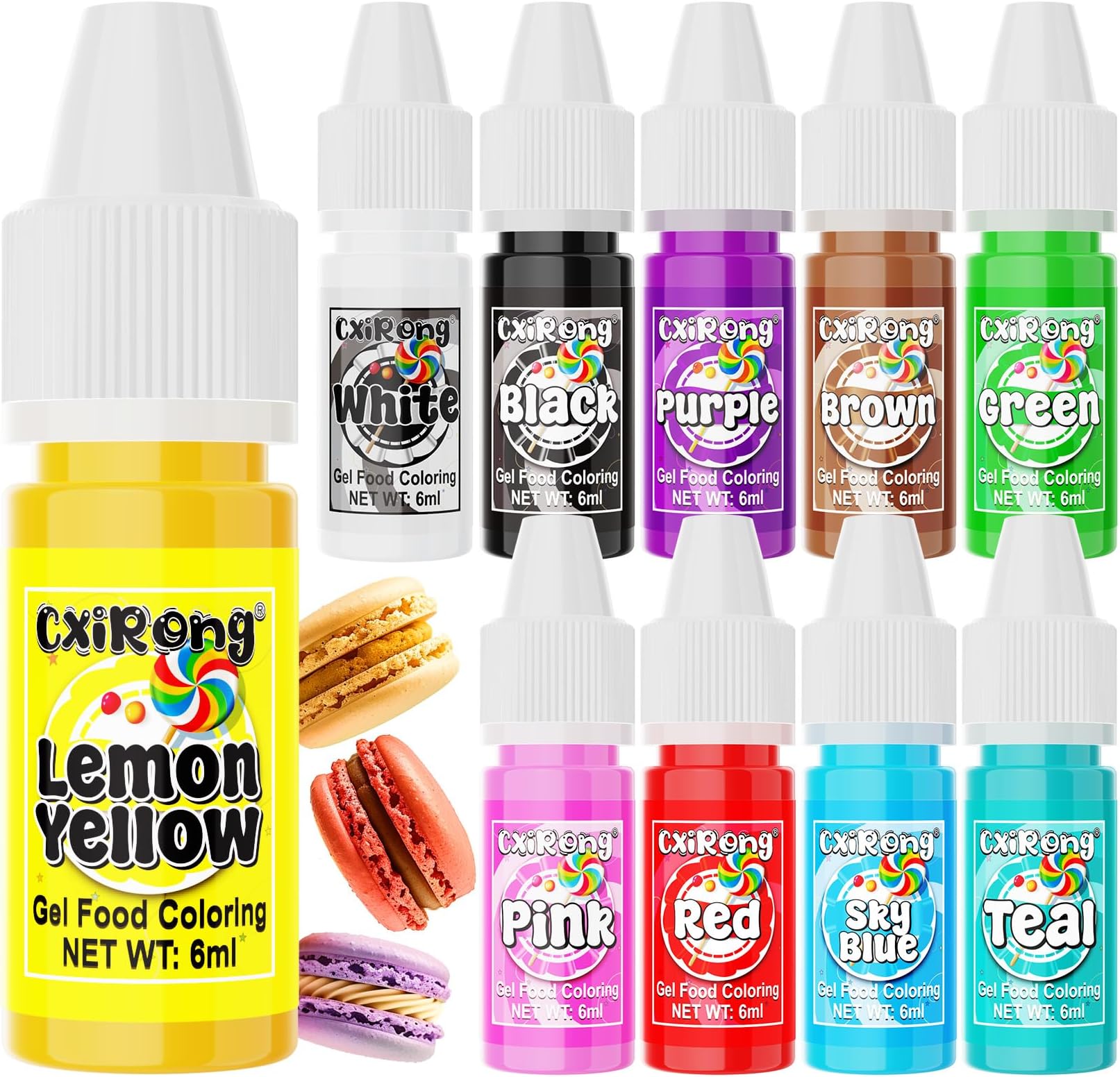 Gel Food Coloring - 10 Colors Concentrated Food Dye, Cake Decorating Supplies Tasteless Food Coloring Gel for Baking, Fondant, Cookie, Cake, Icing, Macaron, Easter Egg - 0.25 Fl. Oz