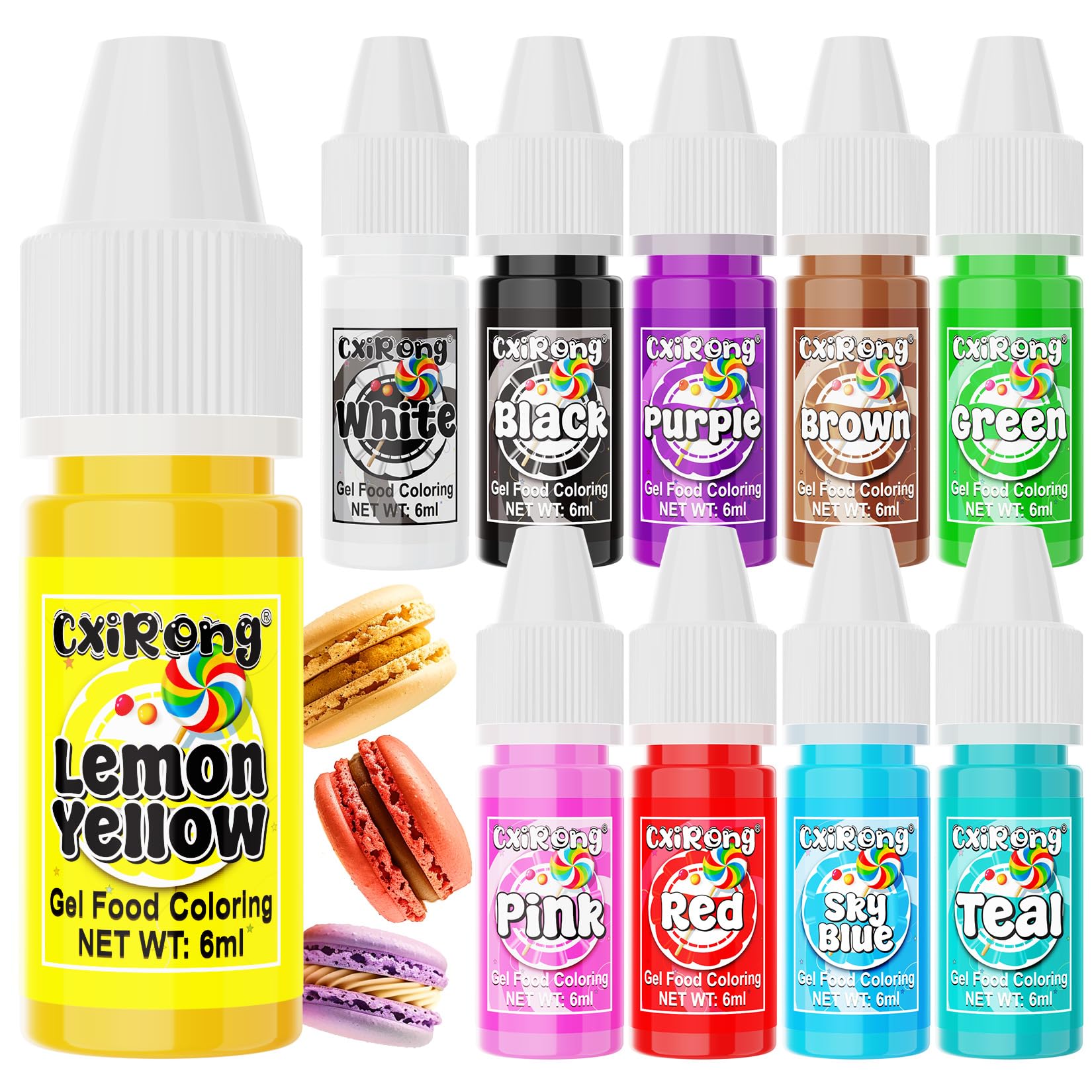 Gel Food Coloring - 10 Colors Concentrated Food Dye for Halloween, Cake Decorating Supplies Tasteless Food Coloring Gel for Baking, Fondant, Cookie, Cake, Icing, Macaron, Easter Egg - 0.25 Fl. Oz