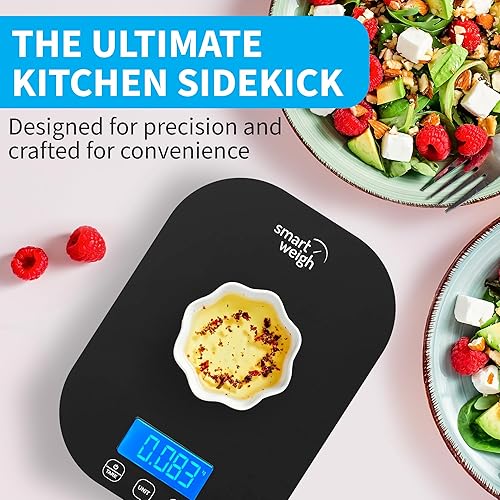 Vista 4 de Smart Weigh - Báscula digital de cocina negra para cocinar, pérdida de peso, seguimiento de calorías, hornear, control de porciones de alimentos
