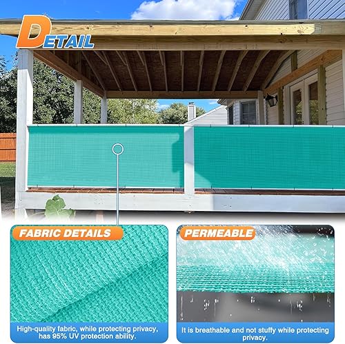 Miniatura 4 de TANG Sunshades Depot 12'x50' Tela de sombra de 180 GSM HDPE verde turquesa rollo hasta 95% bloqueo de red de malla resistente a los rayos UV para