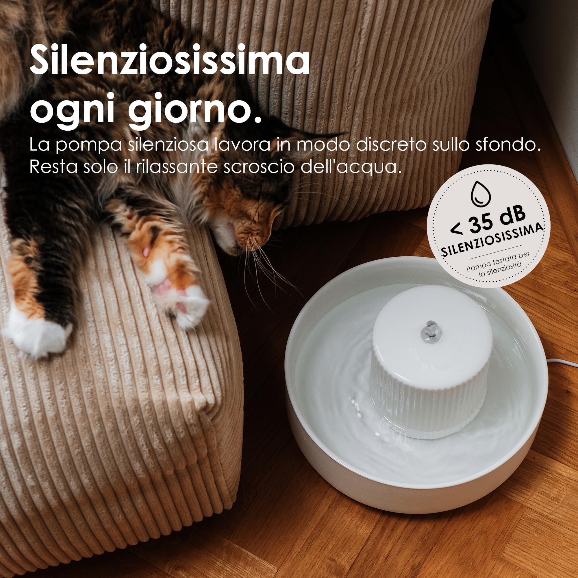 LucyBalu® Trevi Fontana per gatti in ceramica da 2.8 litri I Antracite