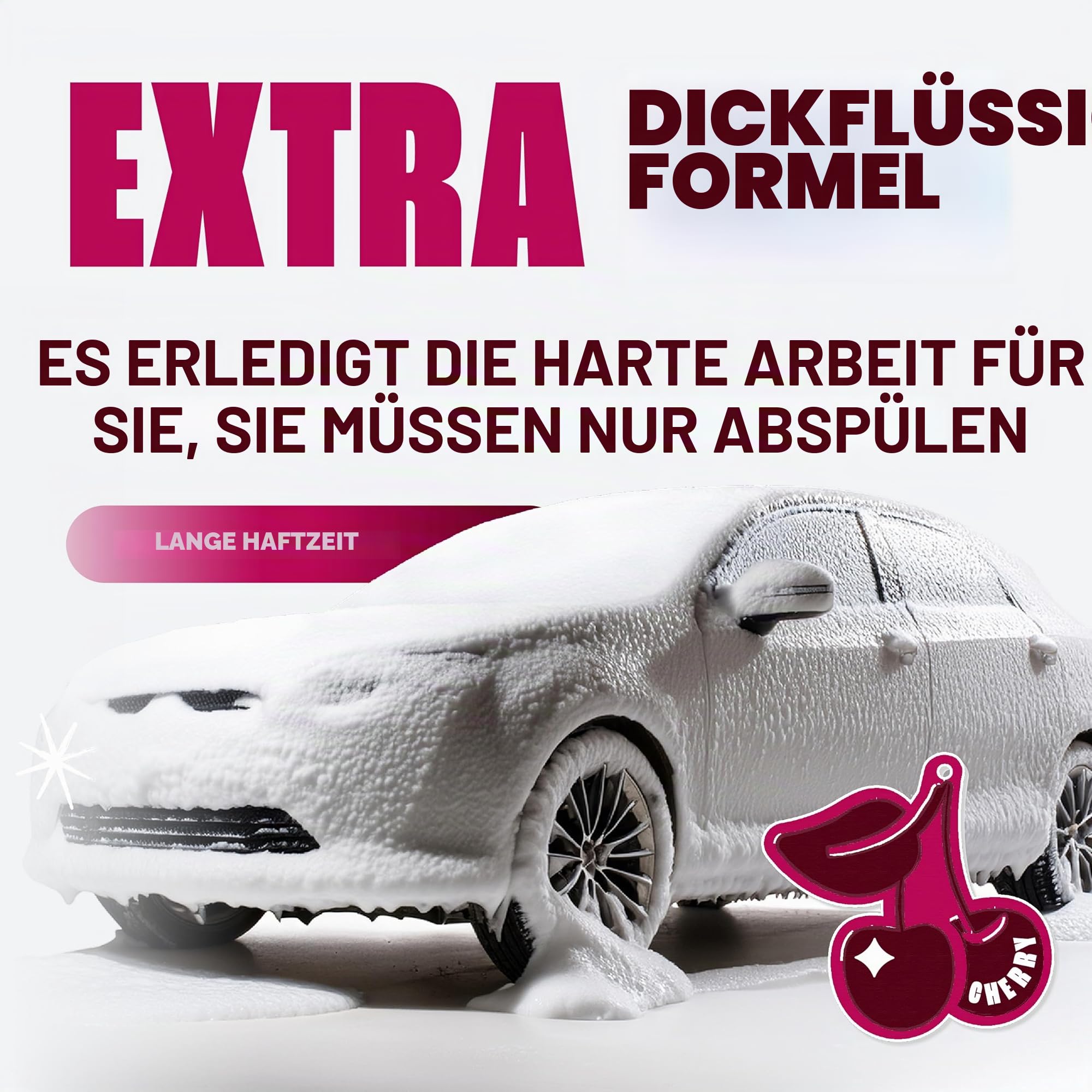 Dirtbusters Snow Foam Shampoo Autopflegereiniger, 5 Liter | Reinigungsschaum, Professionell, Mit Hochglanzwachs, Süßkirschduft, Für professionelle Autowäsche