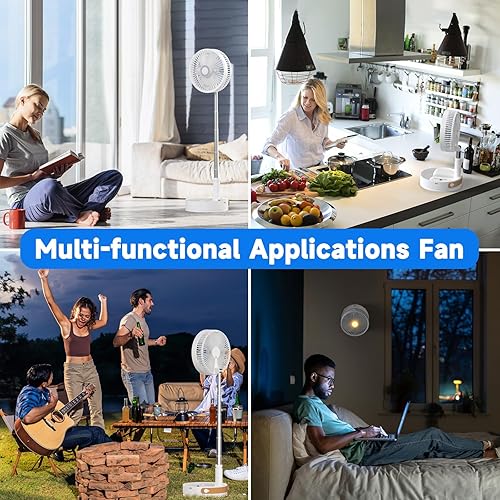 Miniatura 9 de Marchpower Ventilador de pie oscilante plegable con control remoto, ventilador silencioso de pedestal portátil de 8 pulgadas con temporizador,