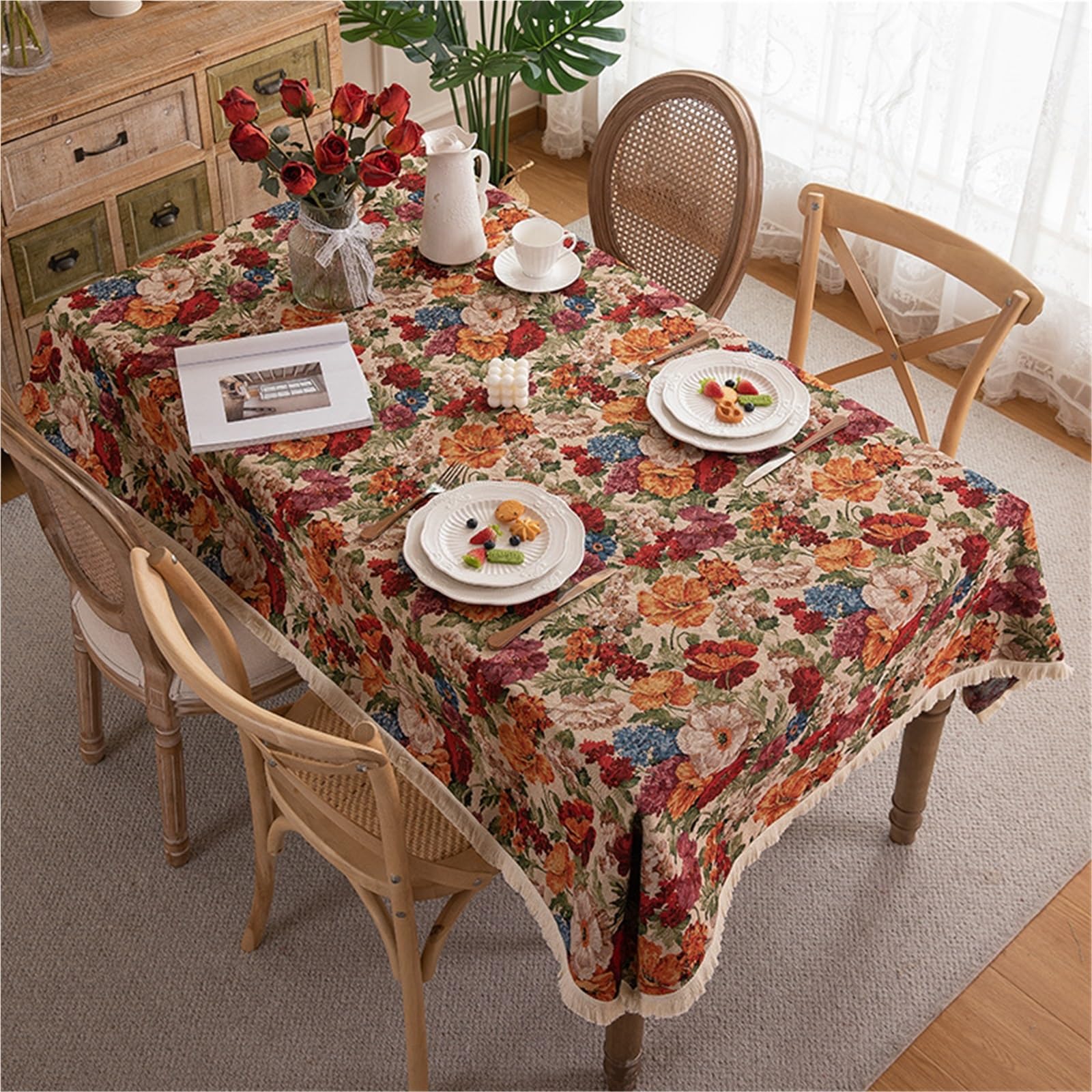 Nappe jacquard polyester vintage 140x260 cm Motley-7