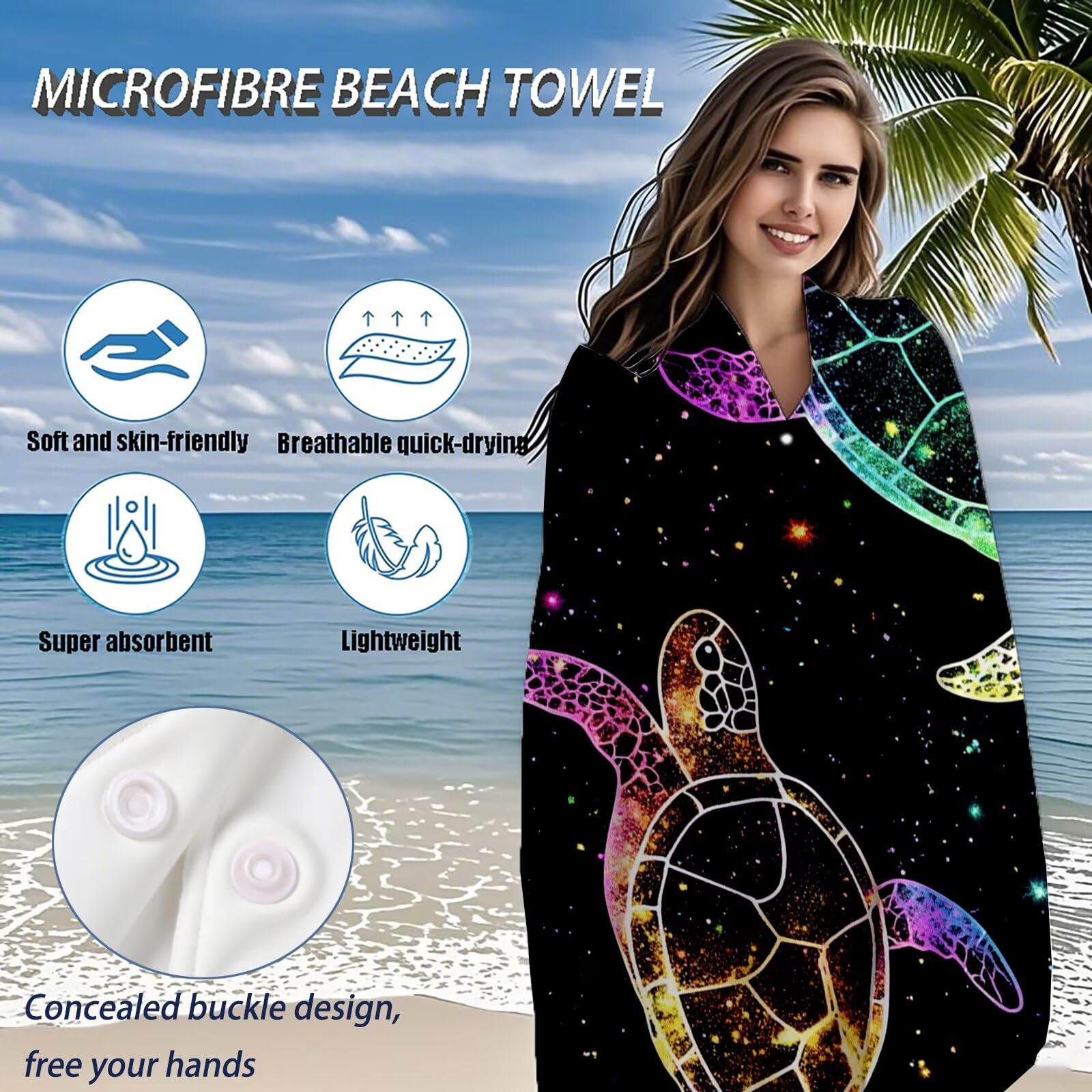 Telo Mare Microfibra, Telo Mare Grande 200 x 100 cm Set da 2, Antisabbia Asciugatura Rapida Assorbente Salvietta da Spiaggia Asciugamano per Palestra Piscina Viaggi Sport Picnic, Regali Donna Q-672