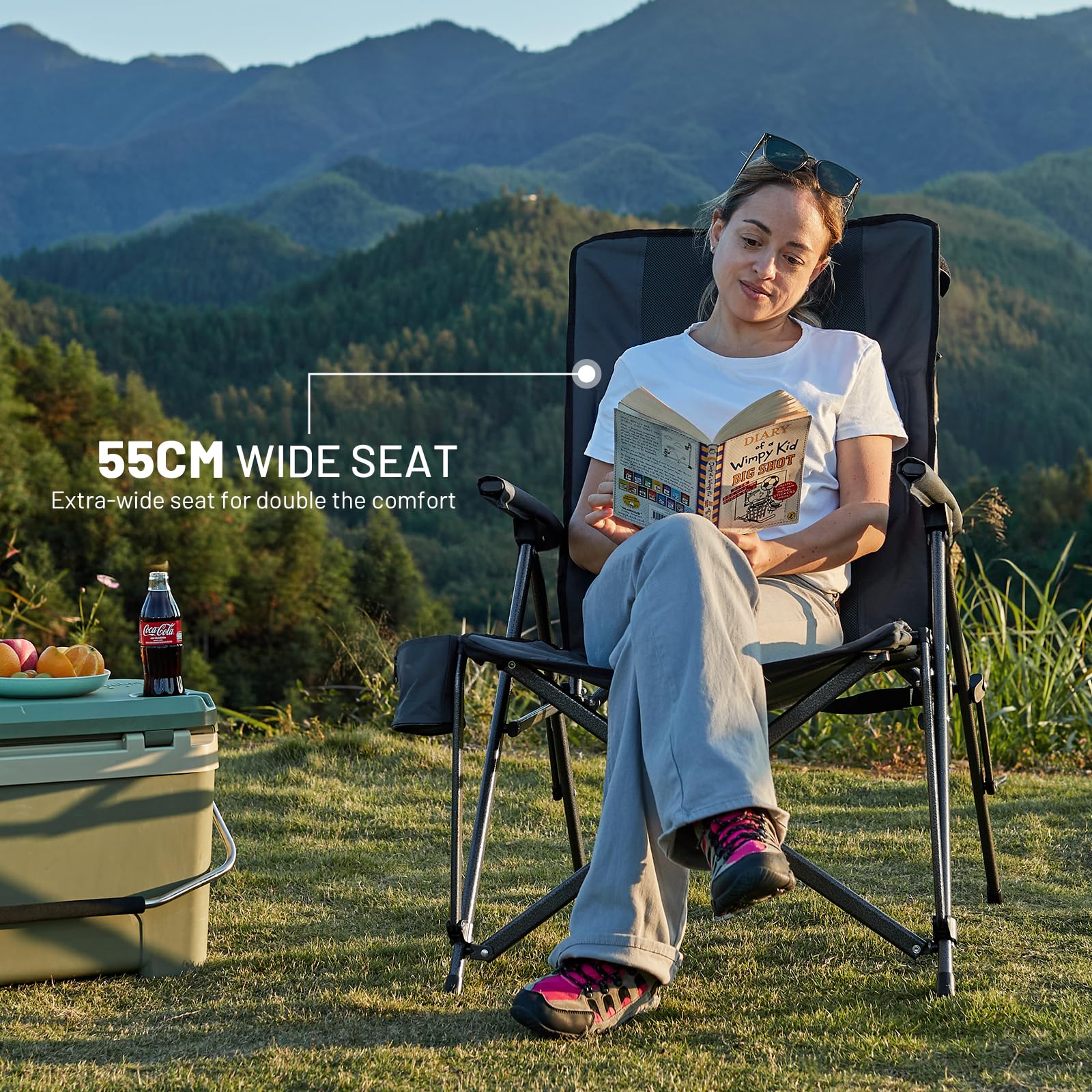 TIMBER RIDGE Opvouwbare Campingstoelen 2 Set Voor Volwassenen Verstelbare Zwaar Belastbare Buitenstoel 4 Positie Hoge Rug Oversized Tuinstoel Fauteuil Luxe Dineren Strand Picknick Ondersteuning 1112002313