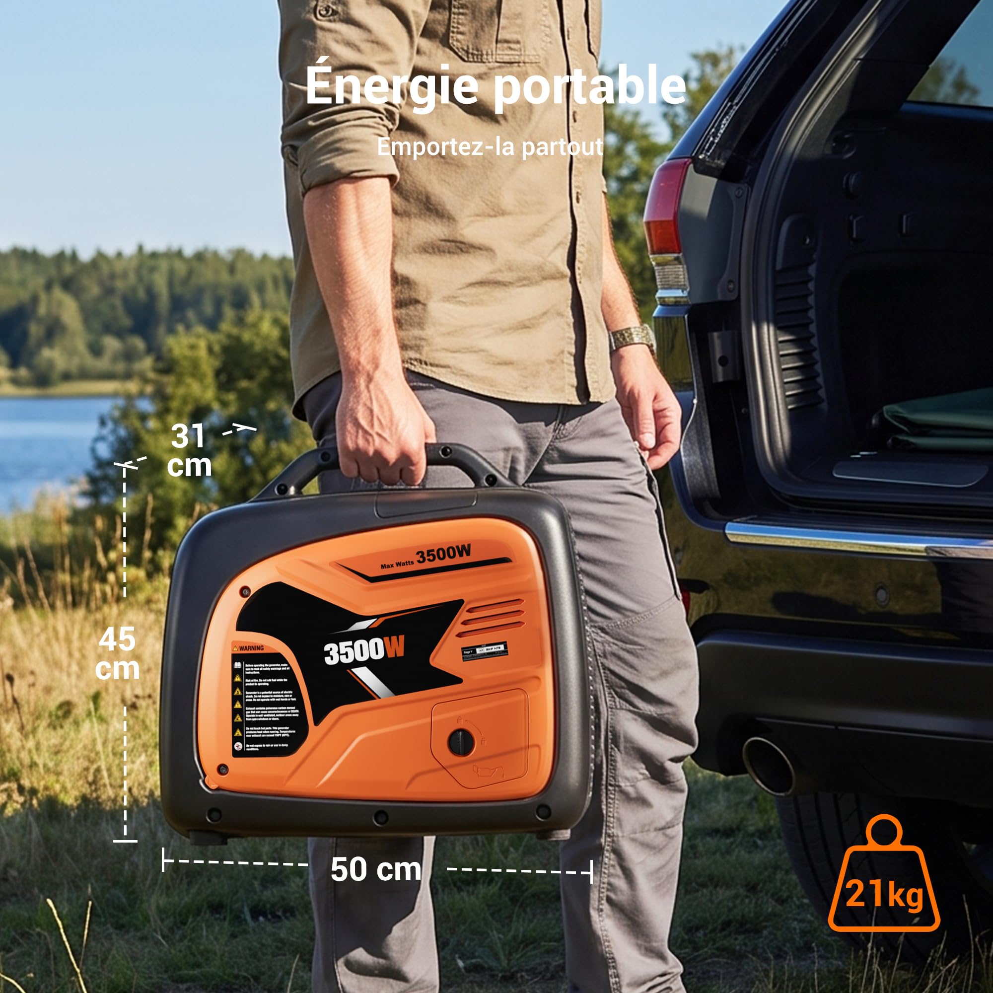 EFURDEN 3500W Groupe Électrogène Inverter Essence, Générateur Portable