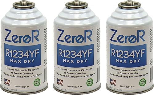 ZeroR R1234YF_ MAX Dry AC Agente de secado - Evita el óxido y la corrosión - 3 latas