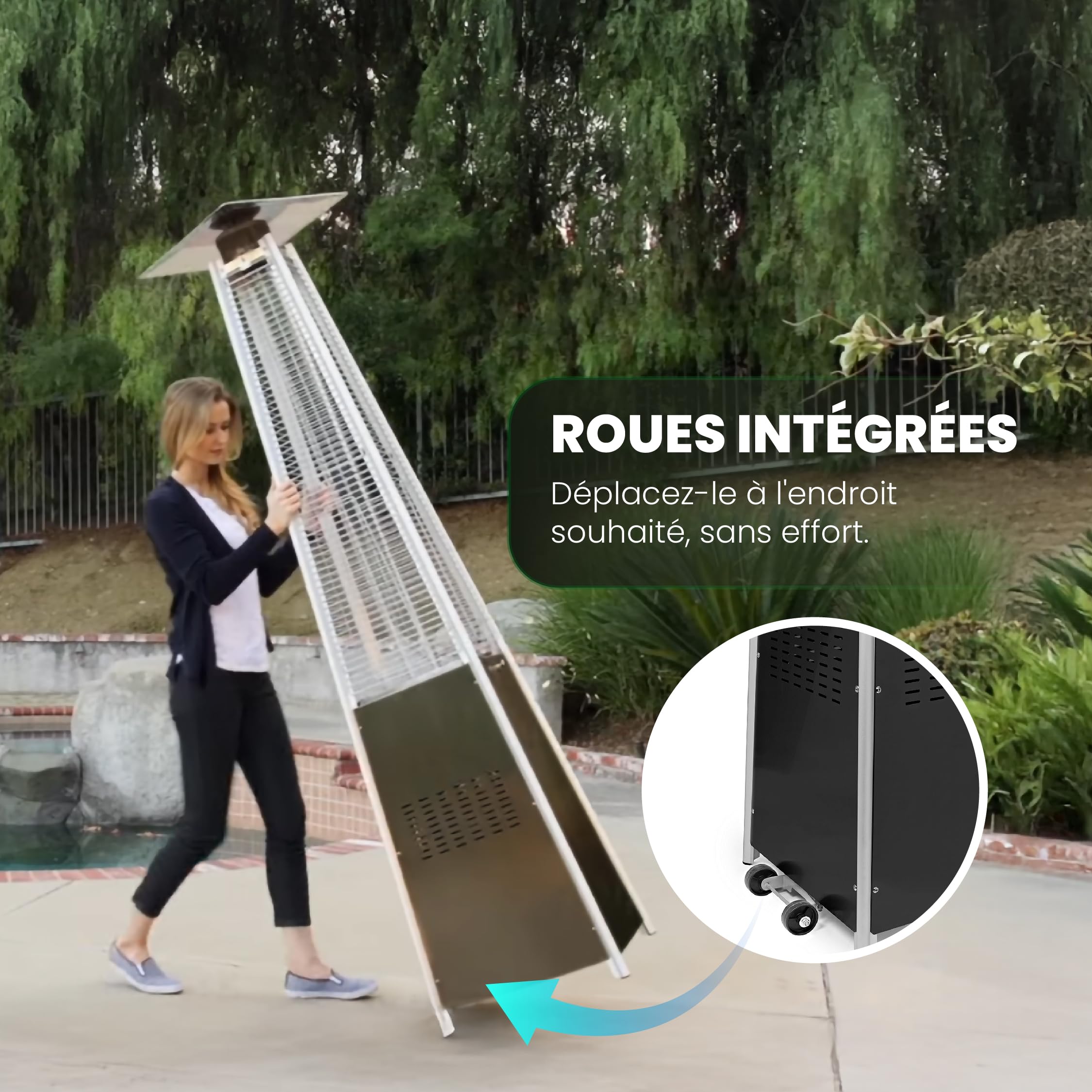 BU-KO Chauffage au Gaz Pyramide 13kW Acier Inoxydable Extérieur Jardin