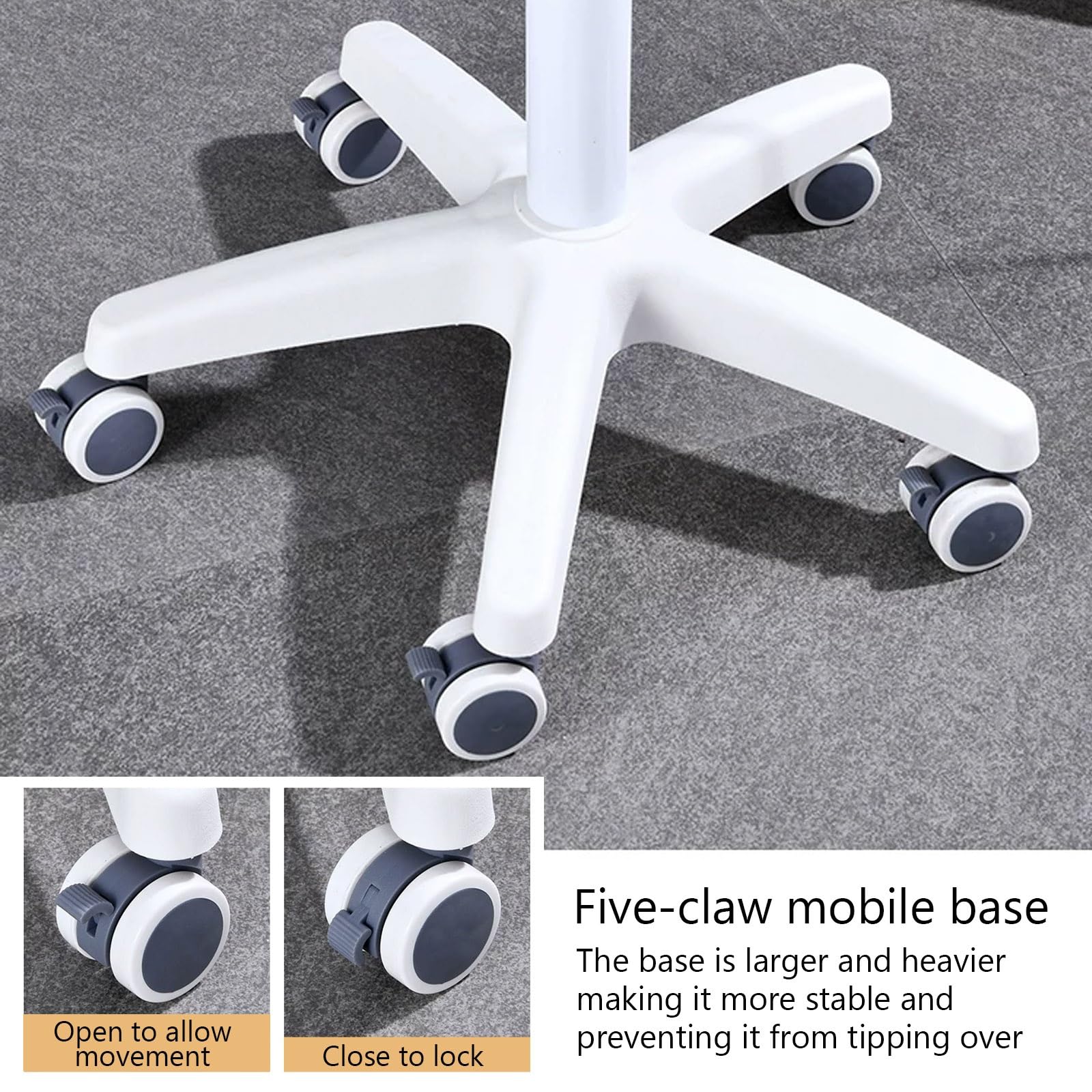 Lampe D'Examen Chirurgical à Intensité Variable LED avec Tuyau Ajustable et Boîte de Rangement, Lampe Sur Pied Sans Ombre avec Roulettes pour Les Examens Buccaux