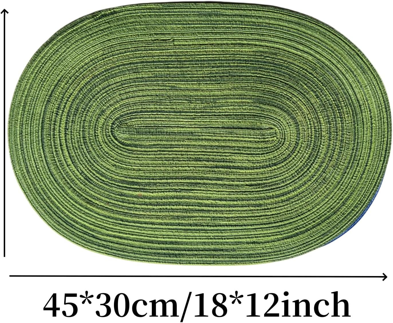 WAZAIGUR Oval Placemats Cotton Vinyl Woven Cute Heat-Insulated Washable Dining Kitchen Table Place Mats Set of 6, Hunter Green