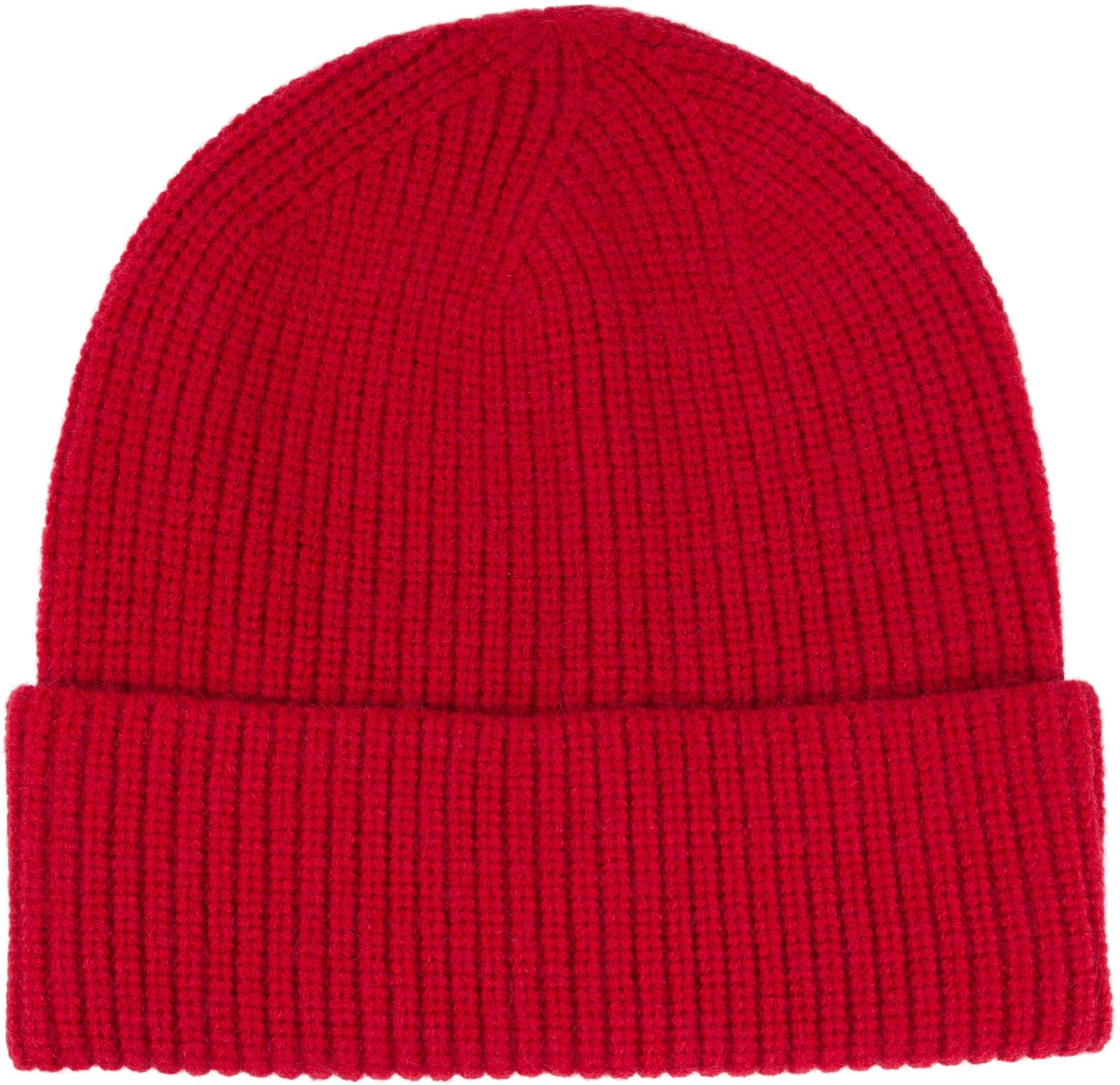 styleBREAKER Unisex Fine Knit Beanie Hat with Brim, Warm Winter Knitted Cap, Solid Color, Ribbed Knit Pattern 04024154, Colour:Red