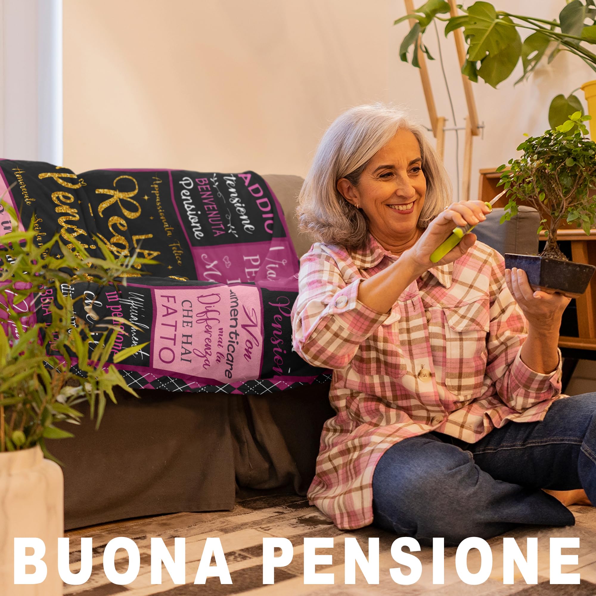 Regali Pensione Donna, Pensione Donna, Regalo Collega Che Cambia Lavoro, Idea Regalo di addio per la collega, Regali di Pensionamento per Collega, Mamma, Nonna, Amica, Coperta Pensione 150x130CM