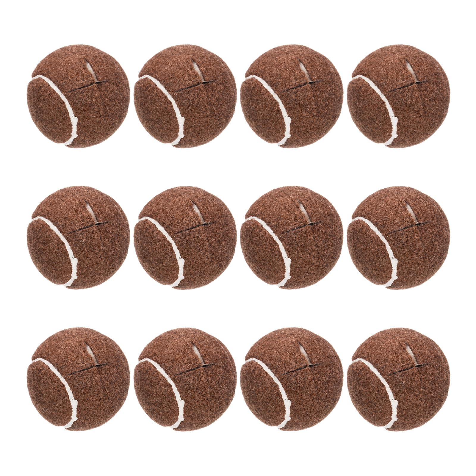 QUARKZMAN 12 Pièces Prédécoupées Balles de Tennis pour Déambulateurs, Accessoires Universels de Glissement Prédécoupés pour Pieds de Meubles et Protection de Sol, Marron