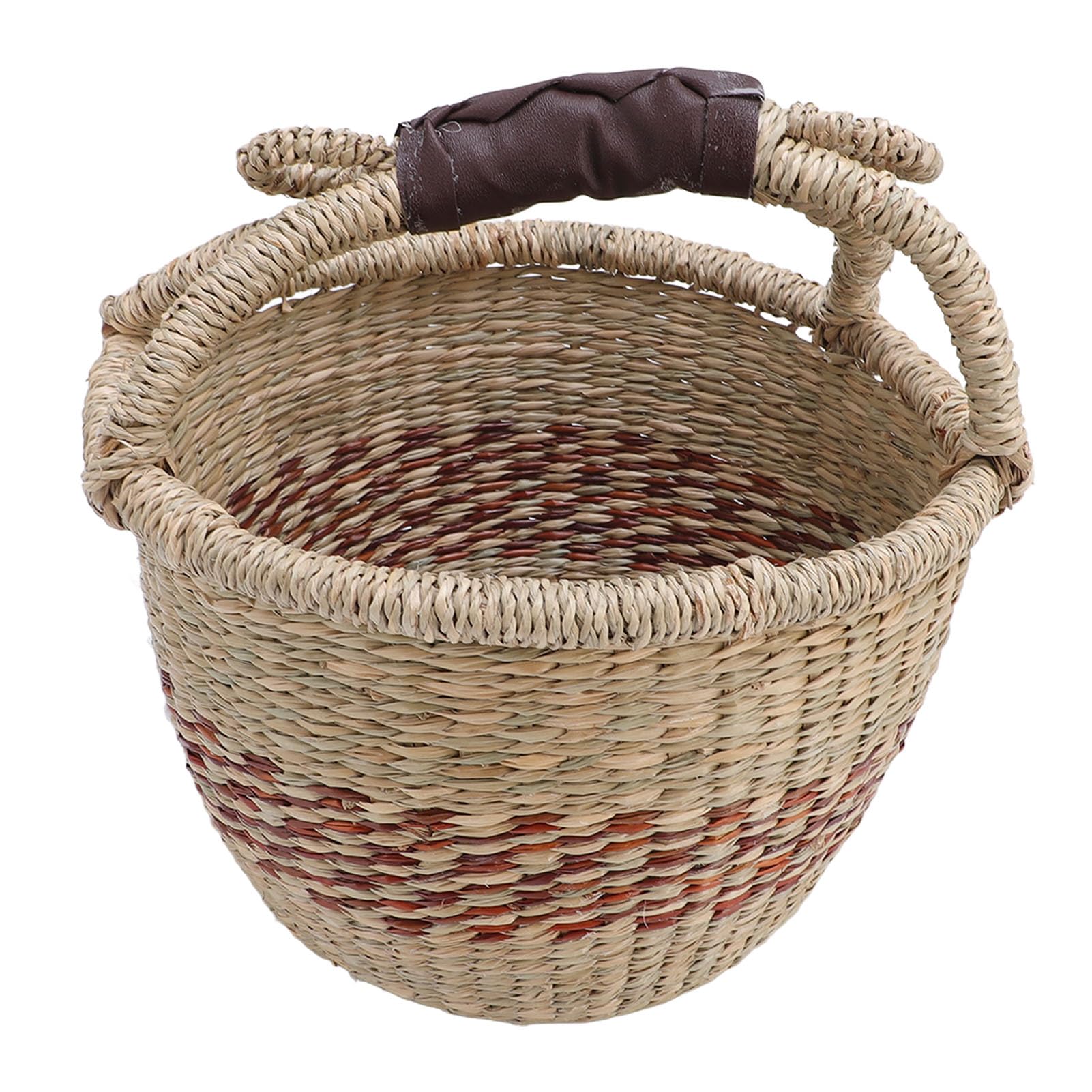 Jeffergarden Kosz Piknikowy, Ręcznie Tkany Kosz do Przechowywania Trawy Morskiej z Uchwytem, ​​25 X 27 X 16 Cm Lekka Konstrukcja do Przenoszenia, Rustykalny Organizer na Kemping, Wędkarstwo, Pikniki