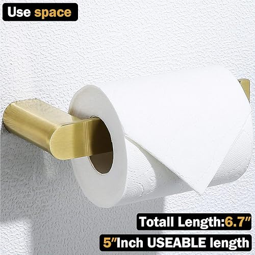 Miniatura 3 de RANDOM Portarrollos de papel higiénico de oro cepillado, accesorios de hardware de baño SUS 304 de acero inoxidable moderno soporte de rollo de