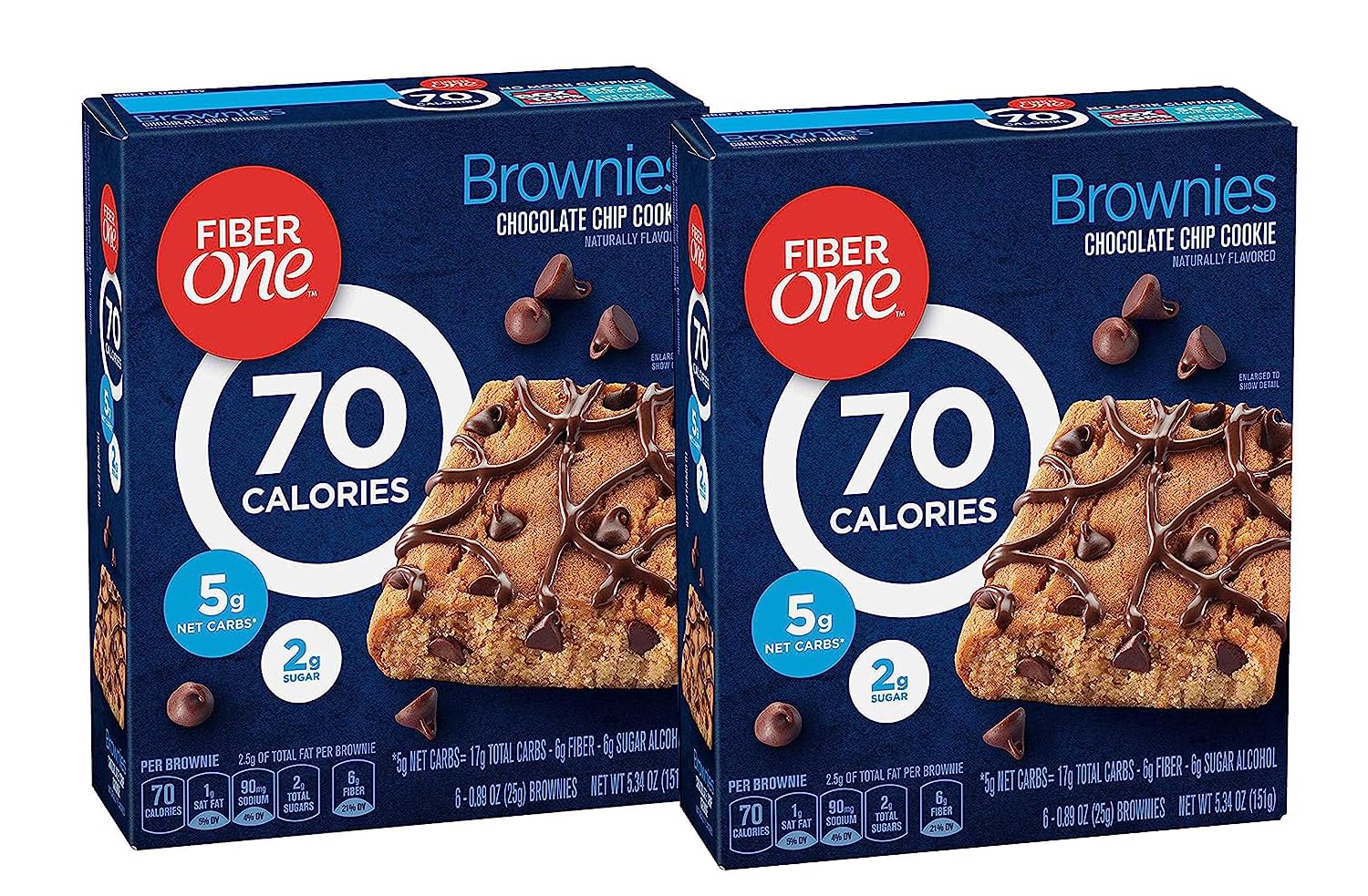 Fiber One 70 Calorie Brownies, Chocolate Chip Cookie, Snack