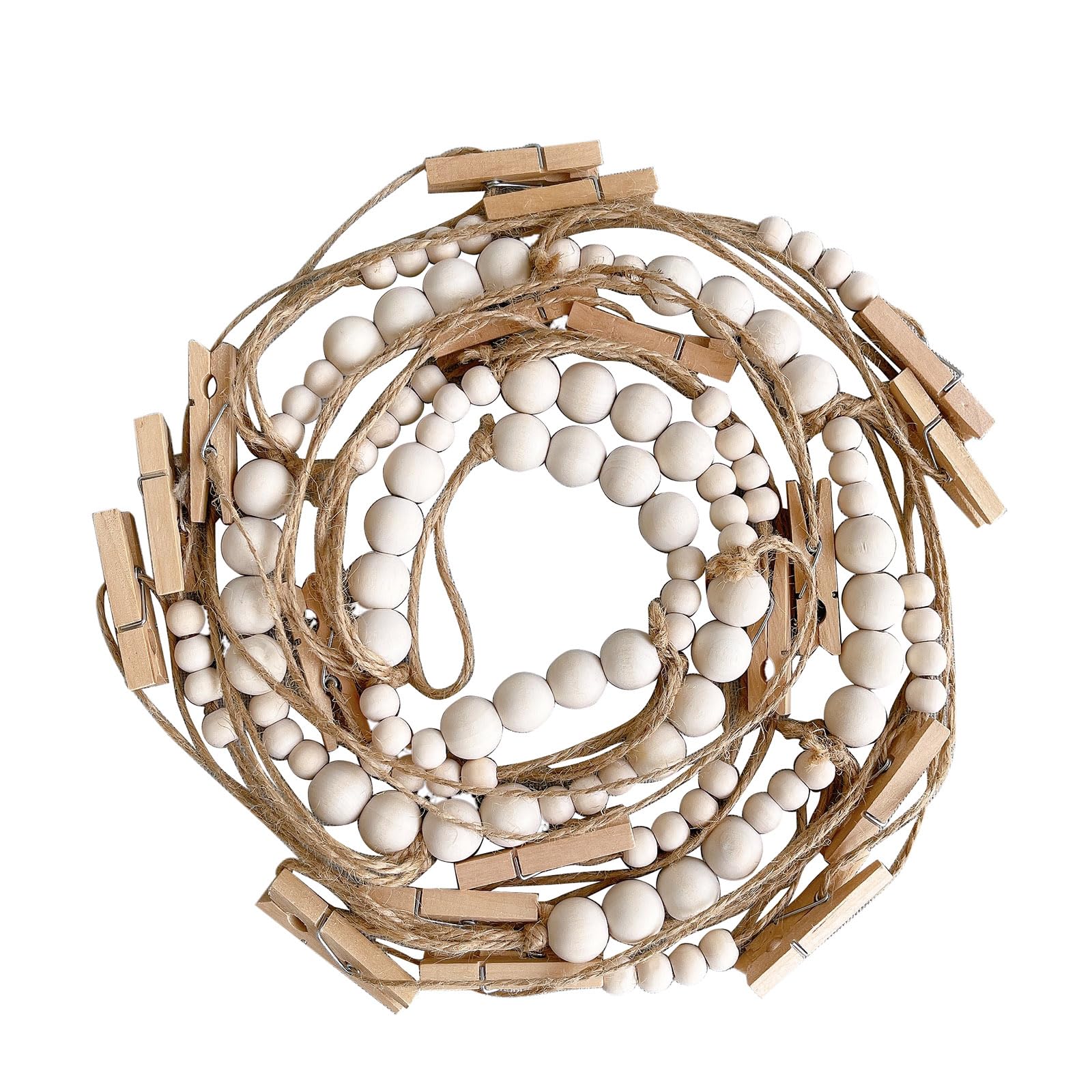 Suspension Photo Bohème Avec 18 Pinces En Bois - Corde De Jute 110 Cm - Pour Afficher Photos, Cartes Postales, Souvenirs