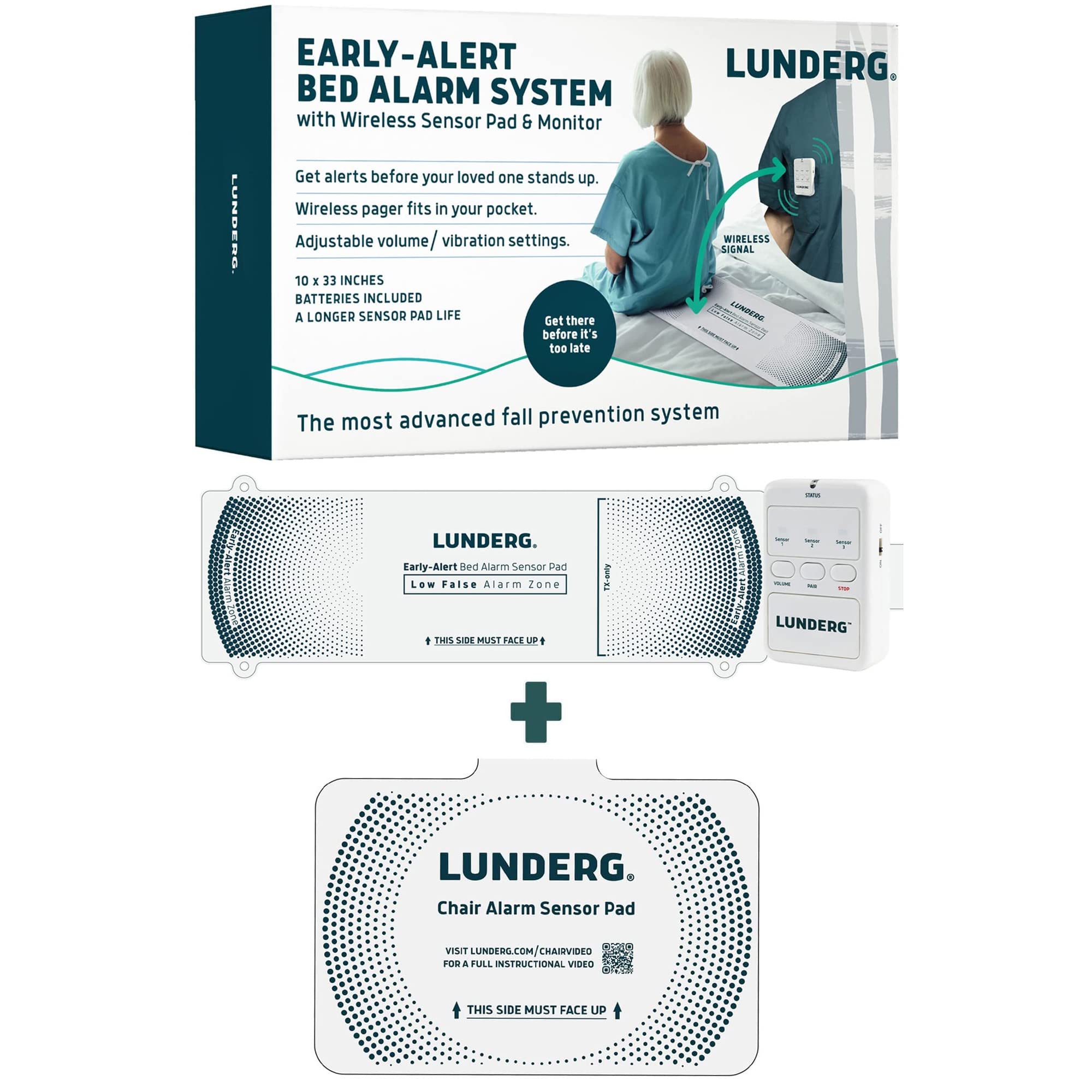 Buy Lunderg Early Alert Bed Alarm System with Extra Chair Alarm Pad & 1