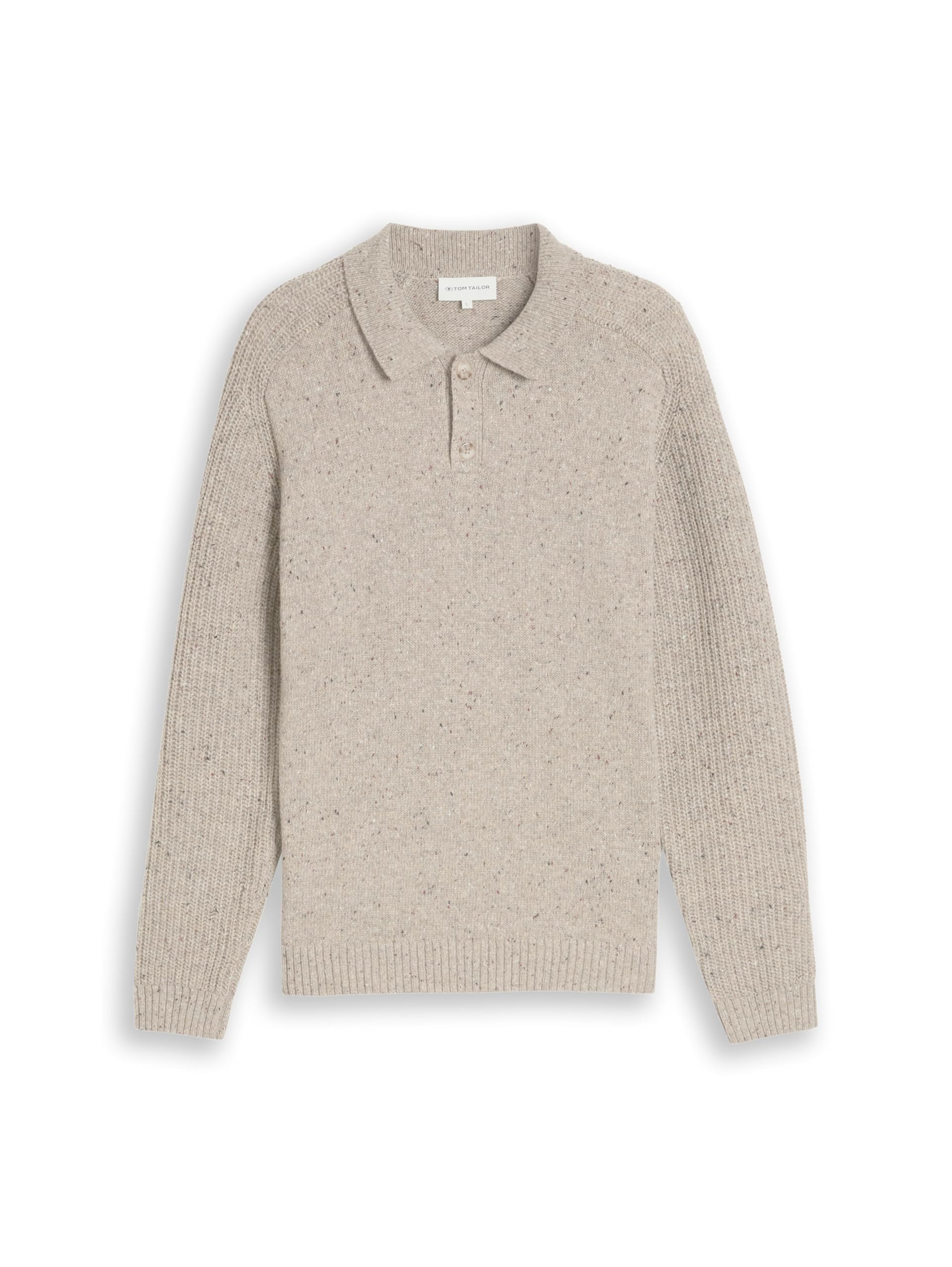 Tom Tailor GmbH Men's 1054158 Cardigan with Polo Collar, 41432 - Offwhite Tonal Neps, XL