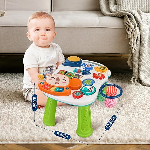 Miniatura 7 de HAWEEK Andador de empuje para bebé, 3 en 1, caminante de aprendizaje sentado a pie con ruedas, centro de actividades educativas múltiples, juguete