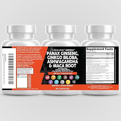 Vista 9 de Clean Nutraceuticals Panax Ginseng Ginkgo Biloba Ashwagandha raíz de maca – Pastillas de suplemento de enfoque para mujeres y hombres con extracto