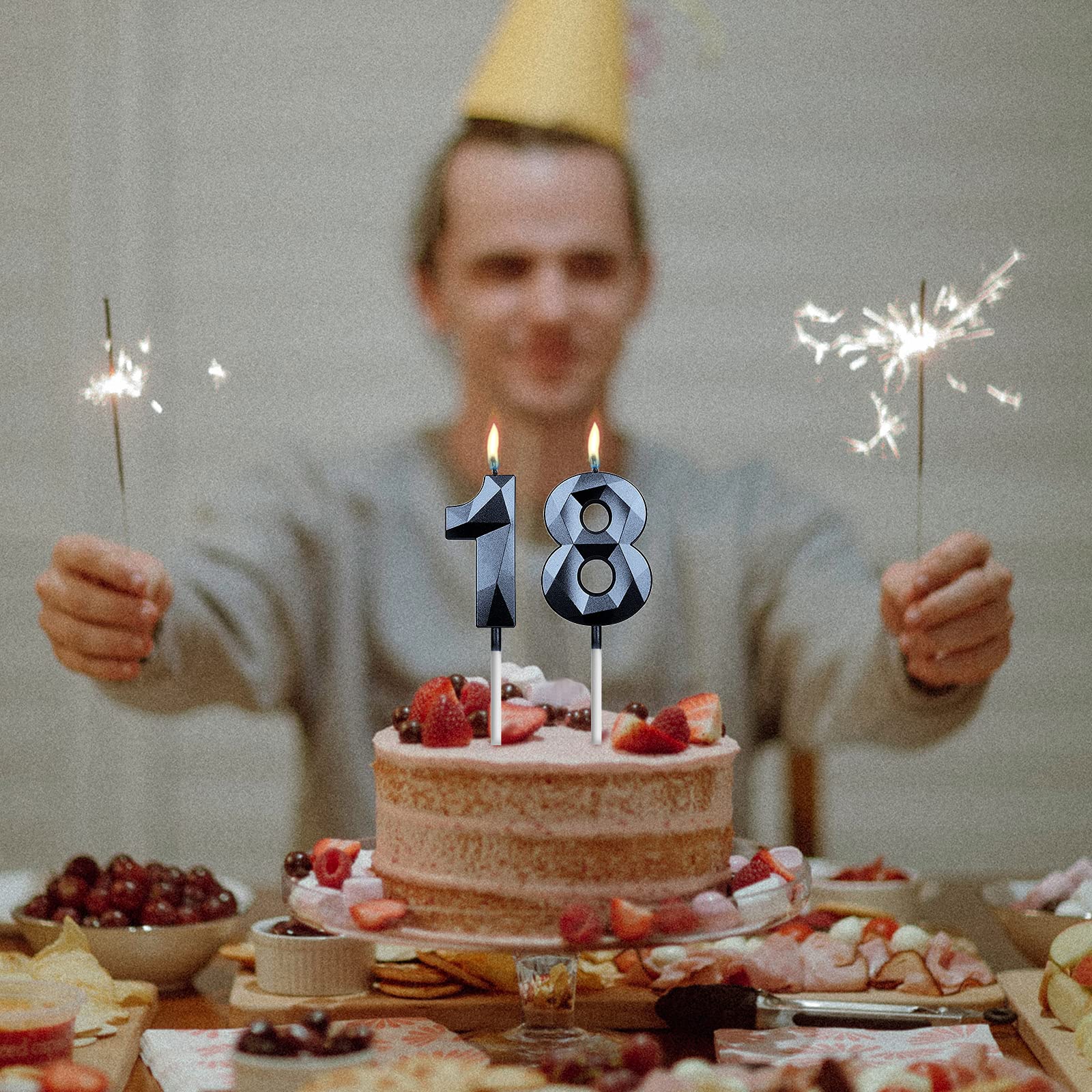 KINBOM 7,6cm 3D Numeri Candele, Numero Candele di Compleanno con