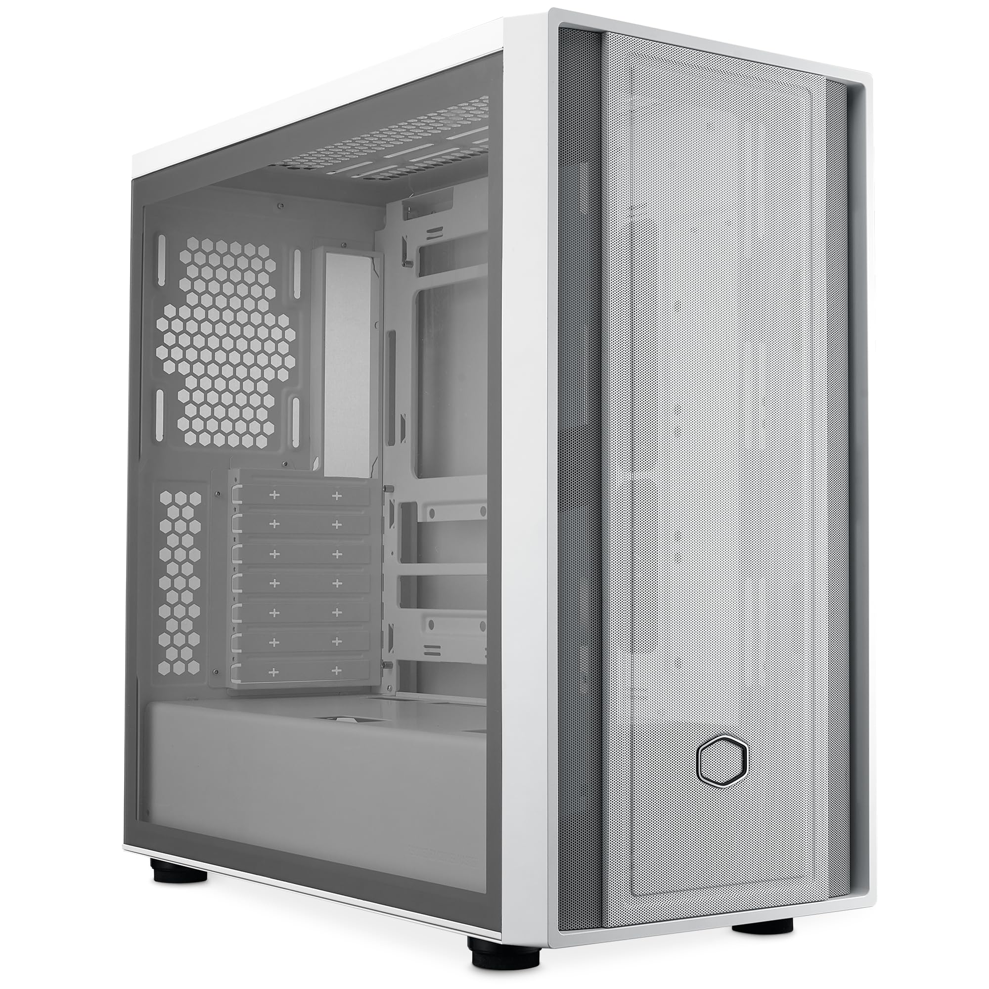Cooler Master MasterBox 600 White Lite – Mid-Tower E-ATX Airflow-Gehäuse Back Connect MB & 420 mm Kühler-fähig, unterstützt bis zu 7 Gehäuselüfter, Seite aus gehärtetem Glas, USB 3.2 Gen 1 Typ-C
