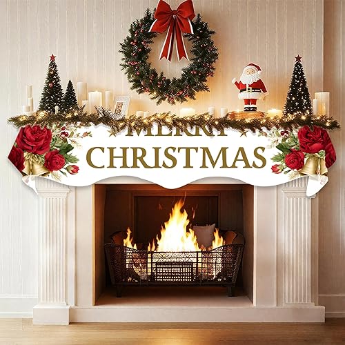 Miniatura 6 de Bufanda de chimenea de Navidad, cubierta decorativa para Navidad, invierno, estante superior