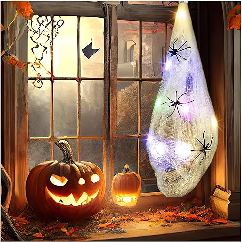 Decoraciones animatrónicas de Halloween para exteriores, calavera embrujada iluminada, accesorios espeluznantes para decoración de interiores y
