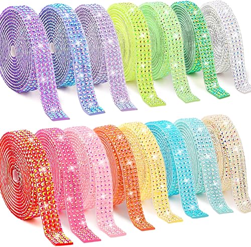 Miniatura 15 de Cintas autoadhesivas de diamantes de imitación de 5 yardas, tiras de diamantes de imitación plateadas, calcomanías de diamantes de imitación