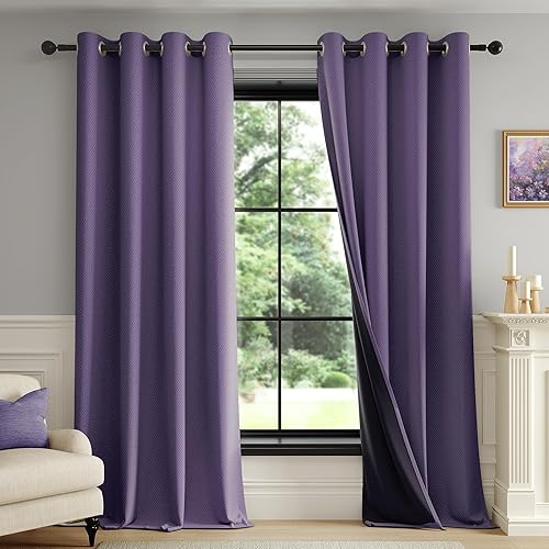 Miniatura 20 de FMFUNCTEX Cortinas 100% opacas para dormitorio, cortinas de tejido geométrico verde salvia de 90 pulgadas de largo, cortina con aislamiento térmico