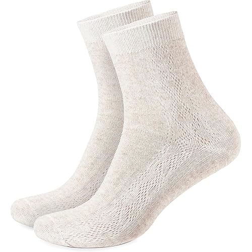 Thin Breathable Organic Linen Socks for Women, Pack of 3 (Medium)