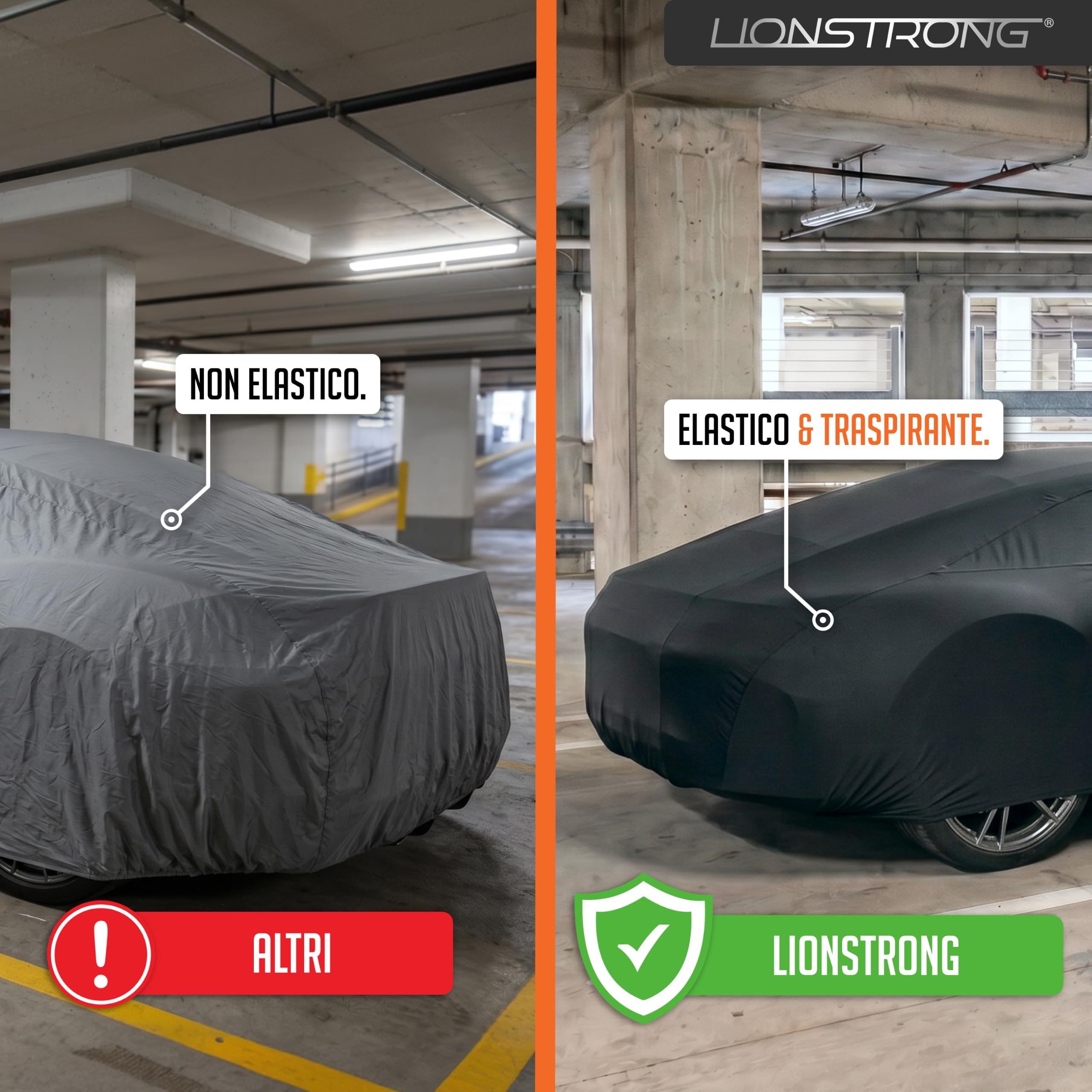 Copertura per auto per interni – Protezione affidabile da polvere e sporco per utilitarie, berline e SUV – Con custodia – Fissaggio sicuro grazie all'elastico – Design sportivo