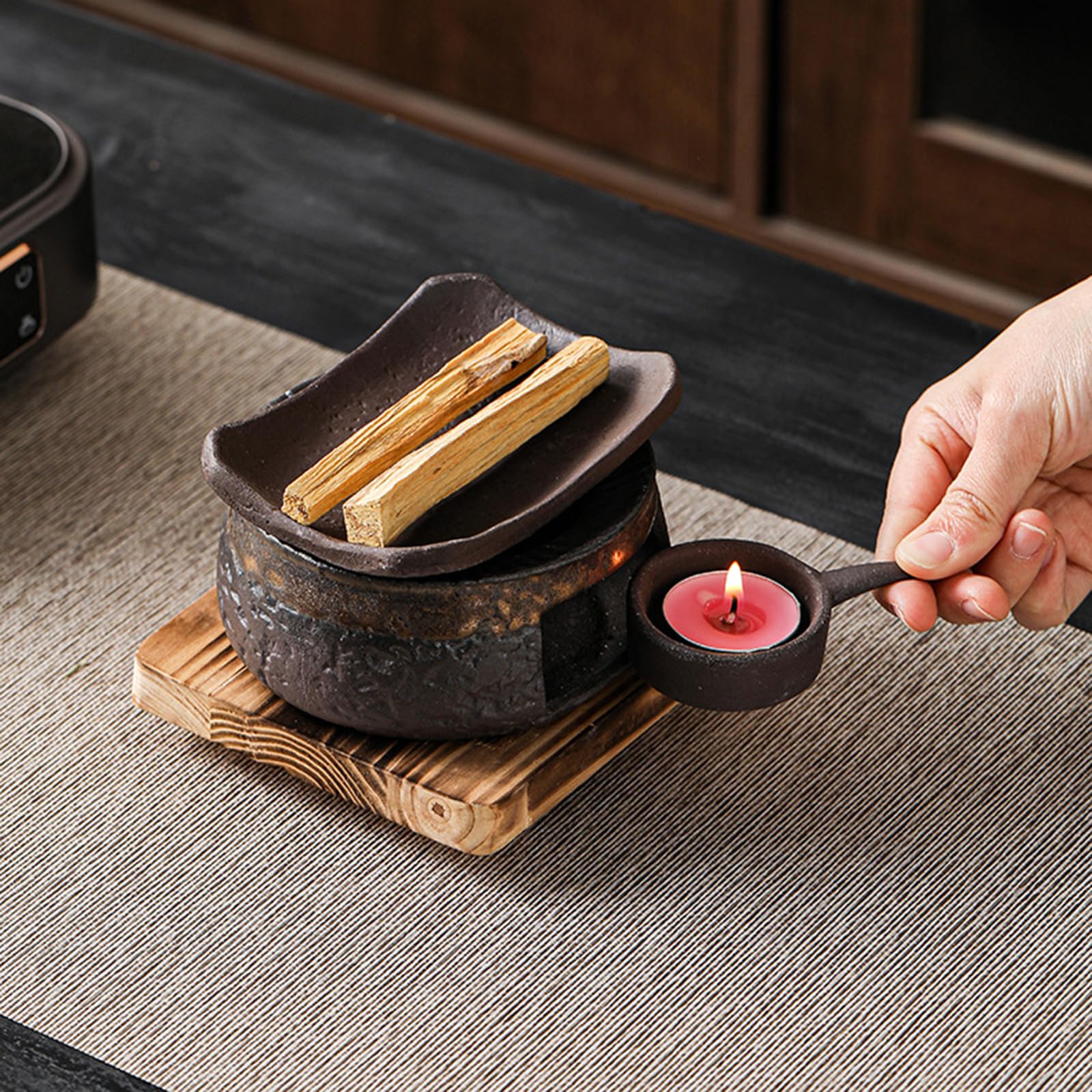 Generisch Set diffusore di aromi con piastra riscaldante resistente al calore e portacandele per il relax quotidiano, uffici e campeggio, stufa profumata resistente al calore
