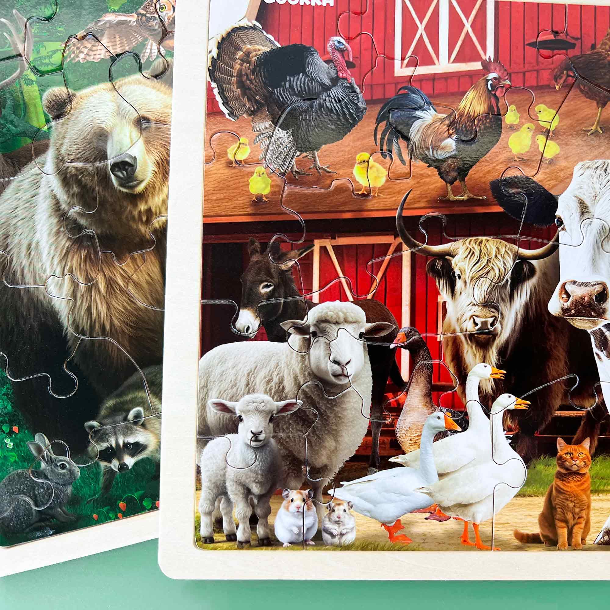 QUOKKA Puzzle Legno Bambini 3 4 5 Anni – 4x48 Pezzi Puzzle Animali Montessori – Gioco Educativo in Legno con Animali Realistici – Regalo per Bambini e Bambine 6 7 8 Anni