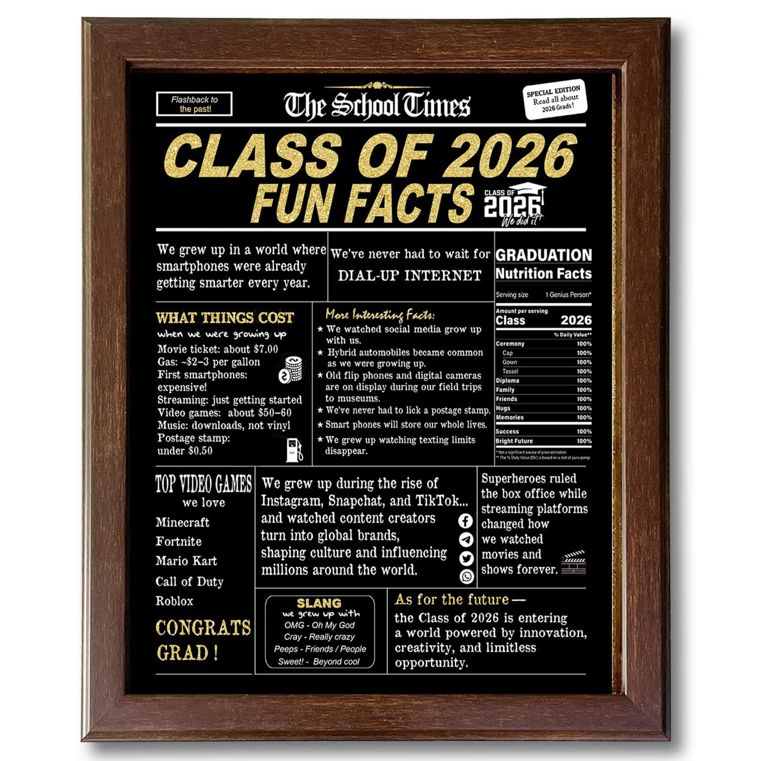 2026 Graduation Decorations, Class of 2026 Fun Facts Graduation Centerpieces for Tables, Grad Party Decor Poster Sign Card, Graduation Gifts — view 8