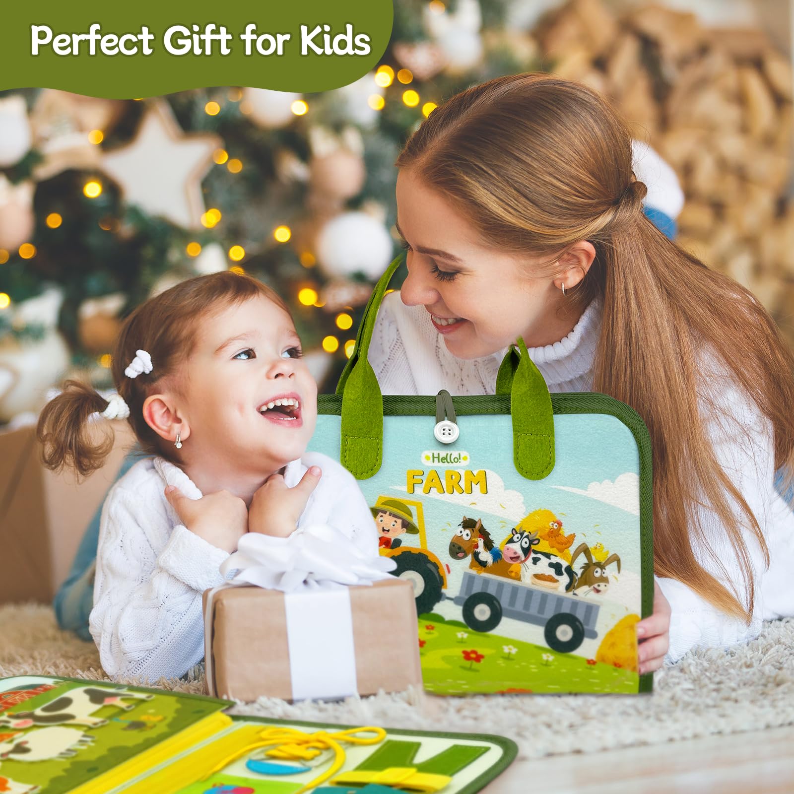 Inglés Busy Board Juguetes Montessori 2 3 4 Años, 10 en 1 Sensorial Montessori Juguetes Motoras Finas, Juegos Educativos de Aprendizaje Regalos Niños Niñas Cumpleaños Navidad