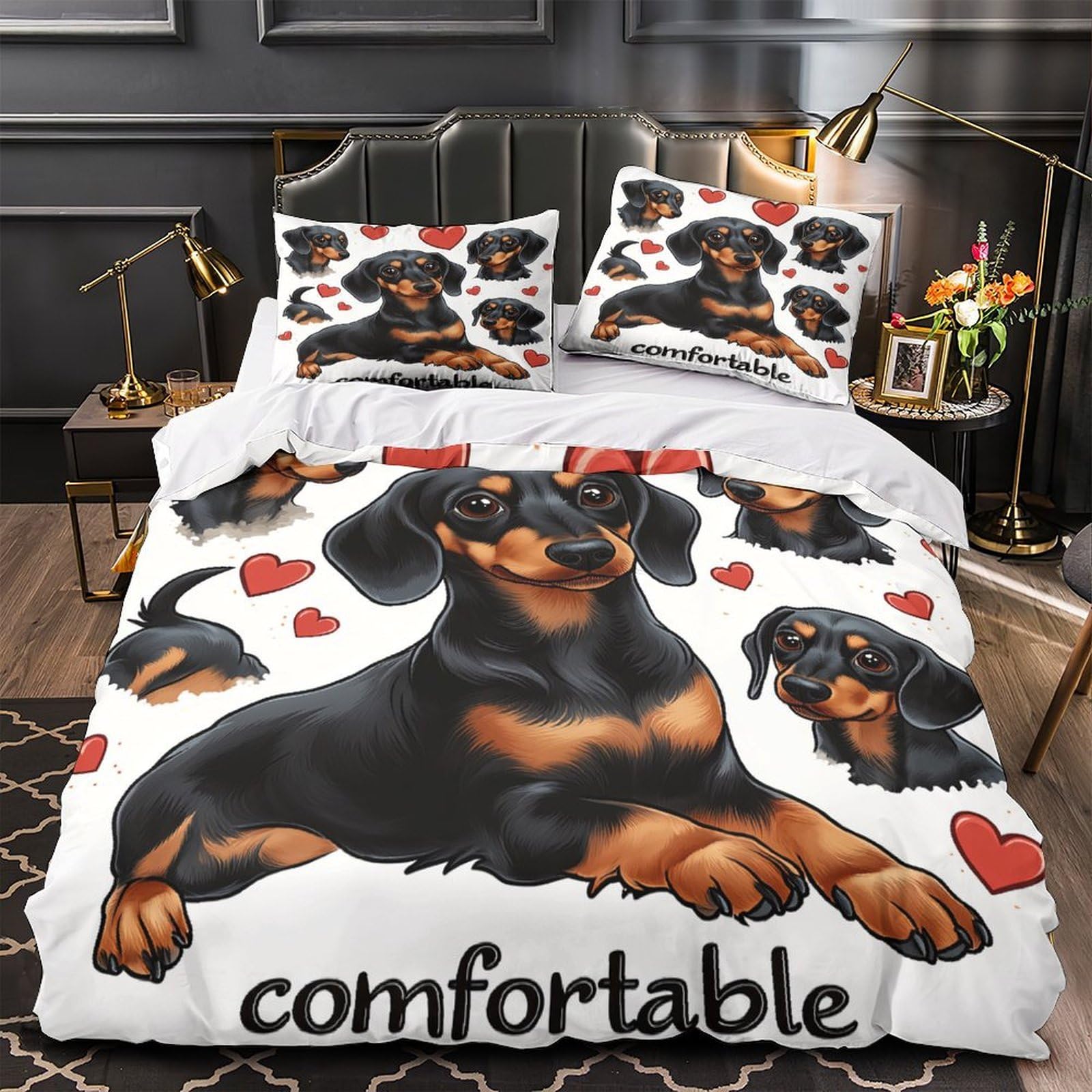 Housse de couette Teckel hypoallergénique et respirante 200x200cm pour un sommeil sain