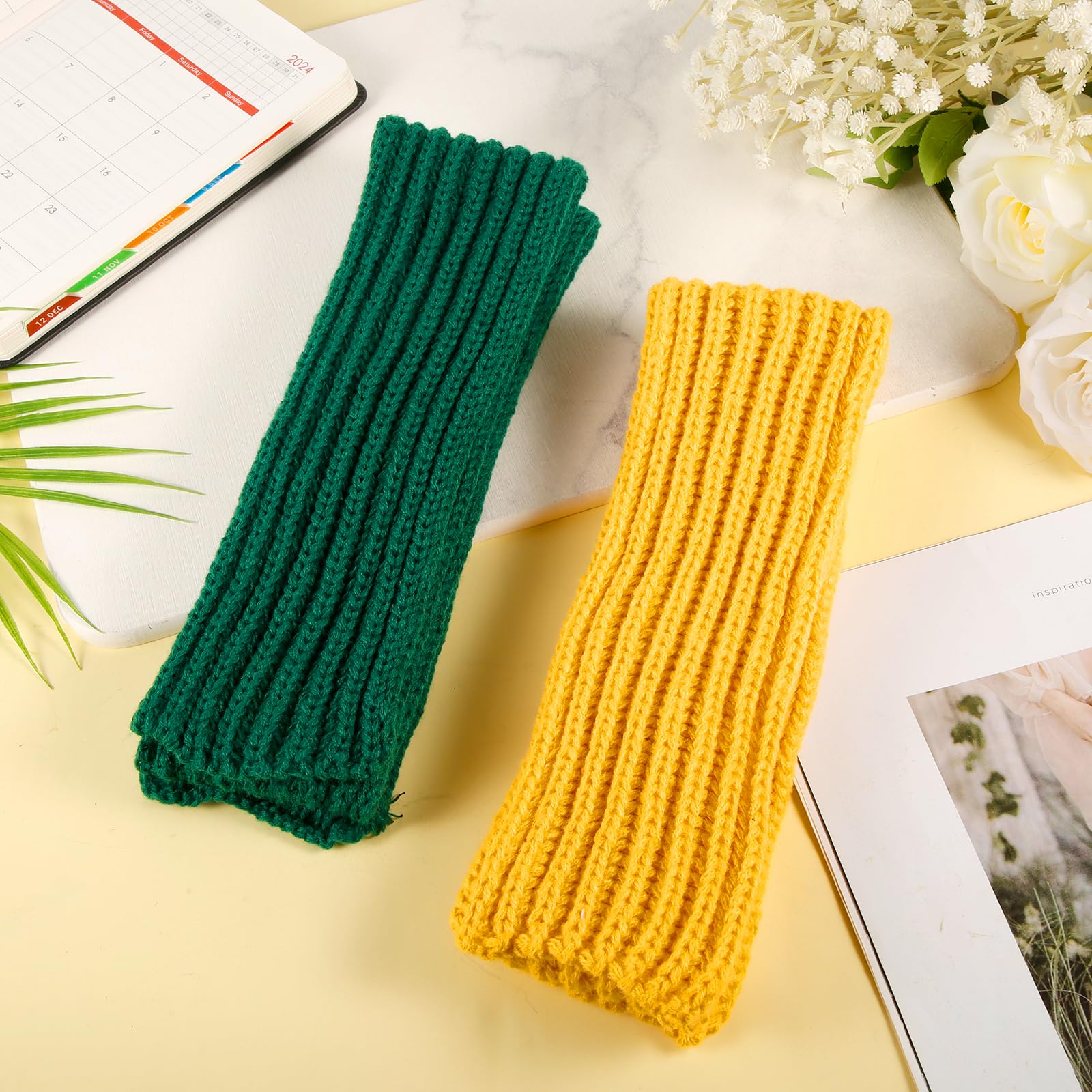 XIHIRCD 2 Bufandas para Niños, Calentador Cuello Invierno Bufandas Punto Pequeñas y Suaves Ropa Invierno Reutilizable para Niños Pequeños, Niñas y Niños en Clima Frío (Jengibre, Verde)