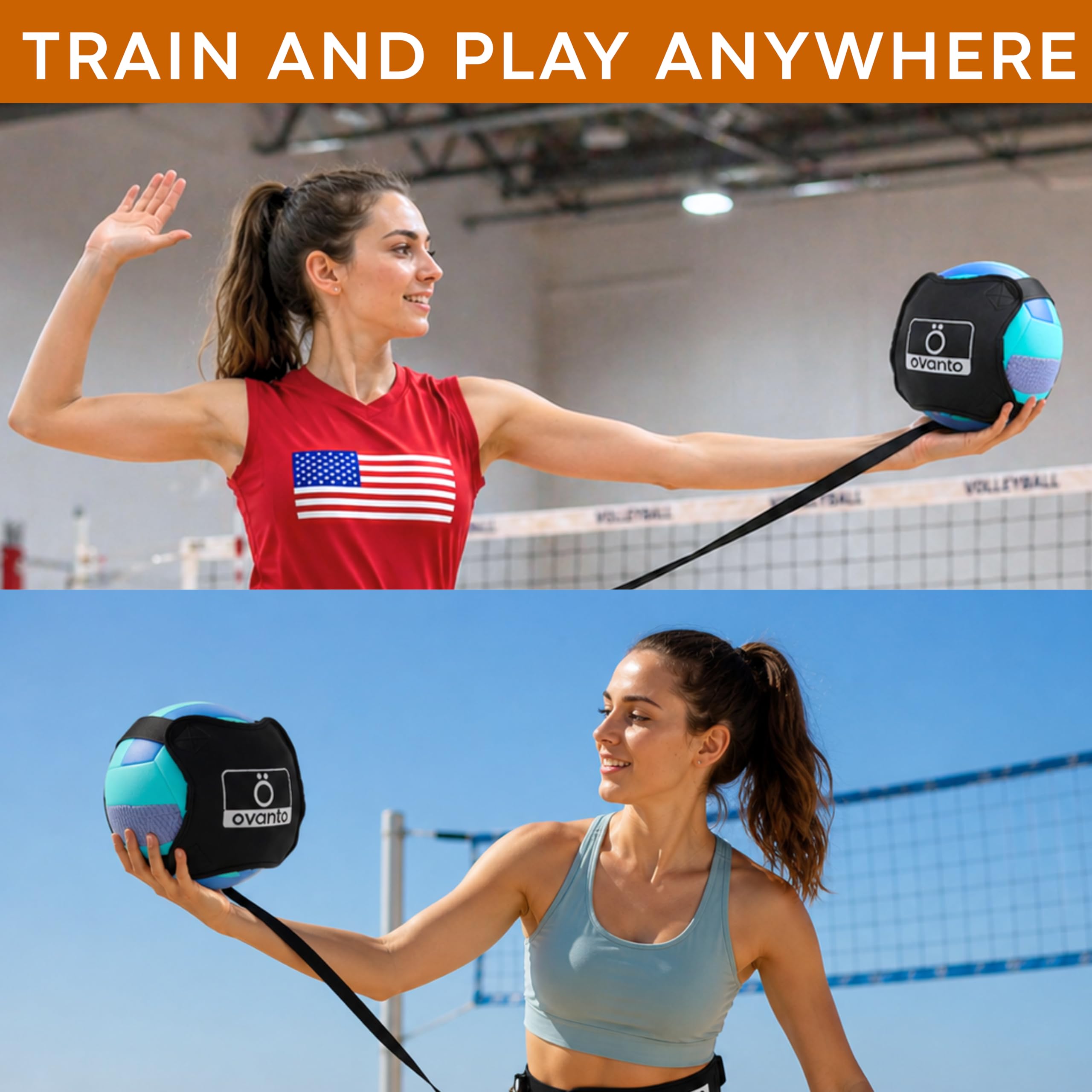 OVANTO Attrezzatura per Allenamento pallavolo – Attrezzatura da pallavolo da solista in 4 Stili per servire, Spike, Impostare e Passare Come Un Professionista – Attrezzatura da pallavolo Regolabile,