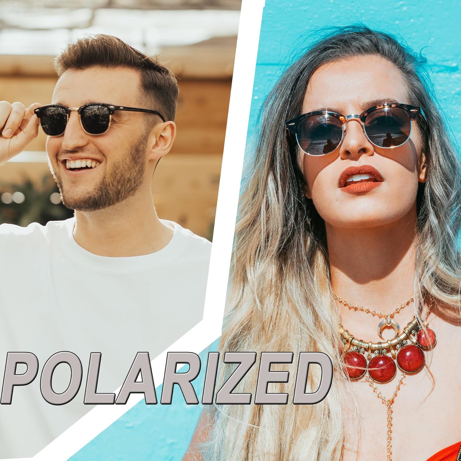 Joopin Vintage Sunglasses Half Frame Sun Glasses Polarized UV Protection Browline Shades for Women Men - Image 2