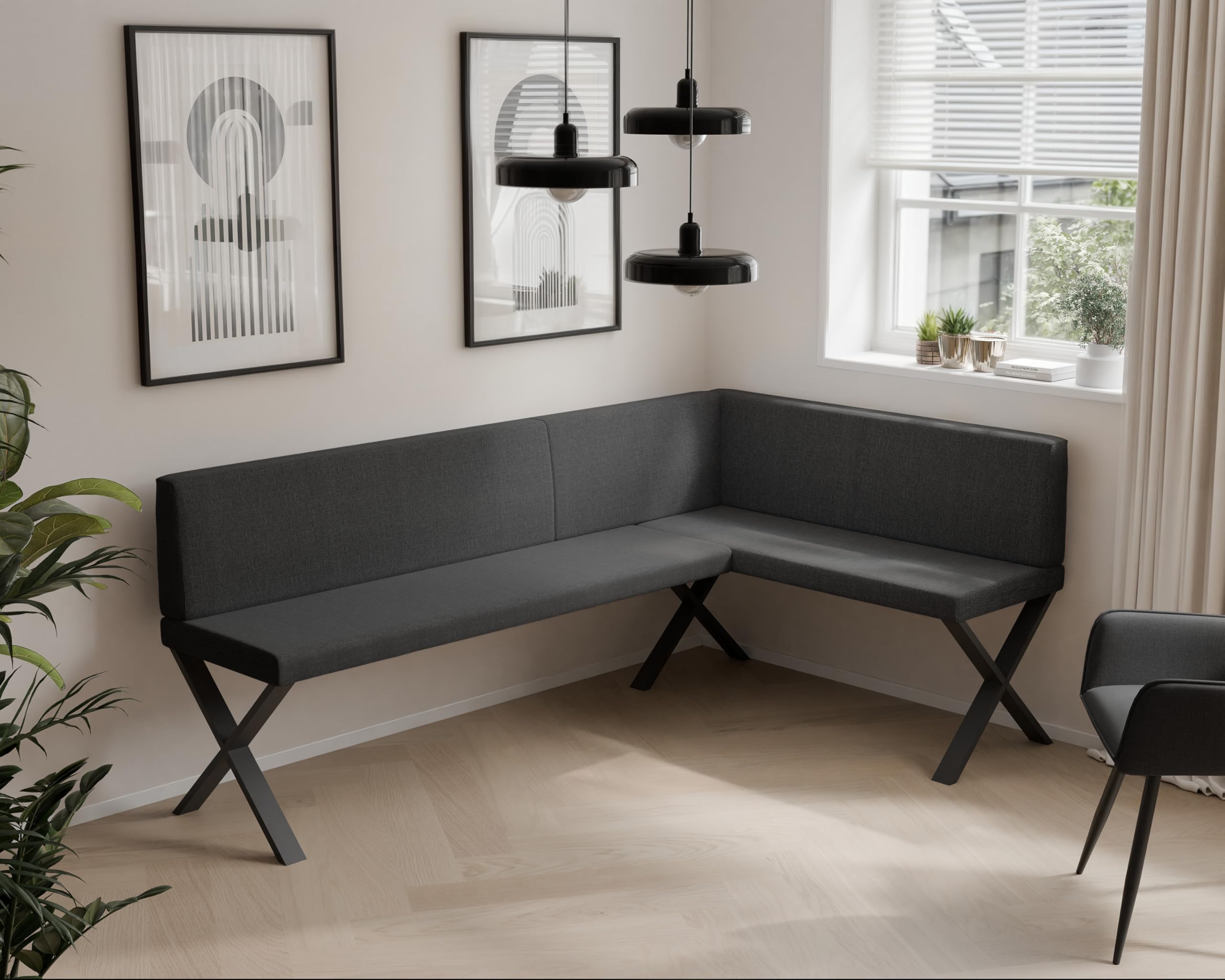 Banquette d’Angle tapissée 128x168 cm Gauche/Droite avec Dossier – Meuble d’Angle pour Cuisine