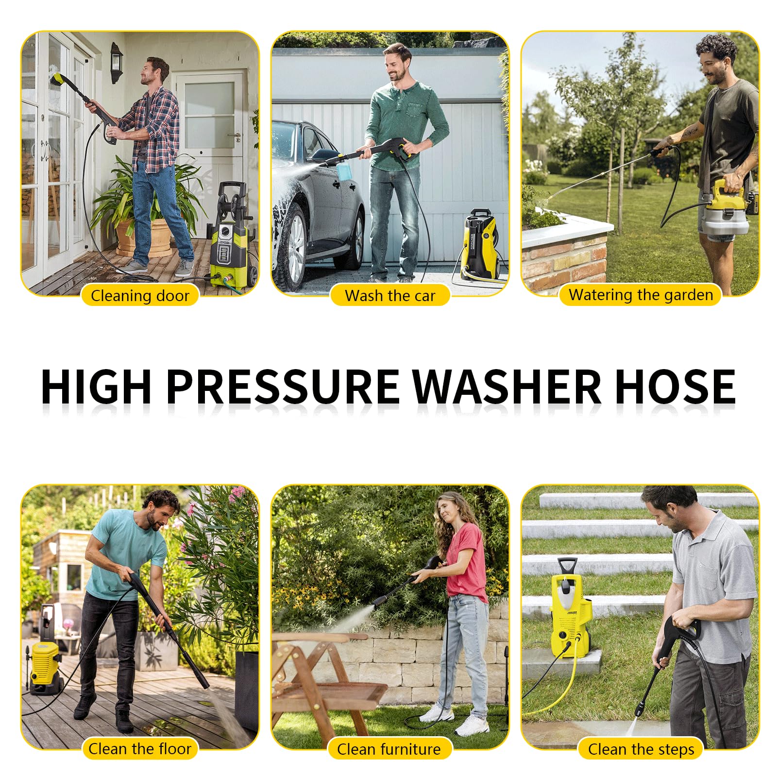 10m / 32Ft High Pressure Washer Replacement Hose for Karcher K Series K2 K3 K4 K5 K6 K7, High-Pressure Reinforced Hose with Quick Click Plug Connector,Jet Wash Pipe Cleaning Car Road Garden — view 7