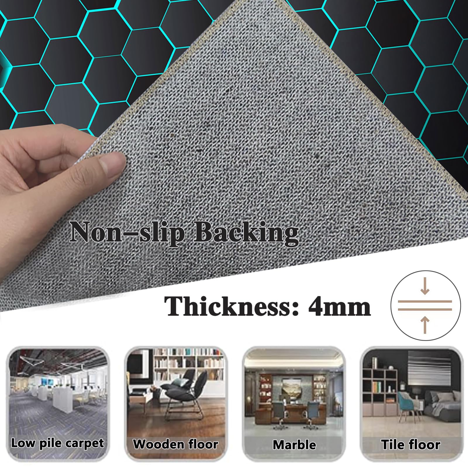 Alfombra Silla Gaming, Alfombrilla para Silla de Oficina Gaming, Alfombrilla Protectora para Suelos Duros, Alfombras para Sillas de Ruedas, Alfombra Silla de Ordenador Antideslizante 130 x 150 cm