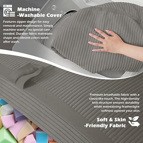 Miniatura 220 de HABUTWAY Puf gigante de 2 pies para adultos, con relleno de espuma viscoelástica, puf grande con funda de terciopelo holandés extraíble para sala de