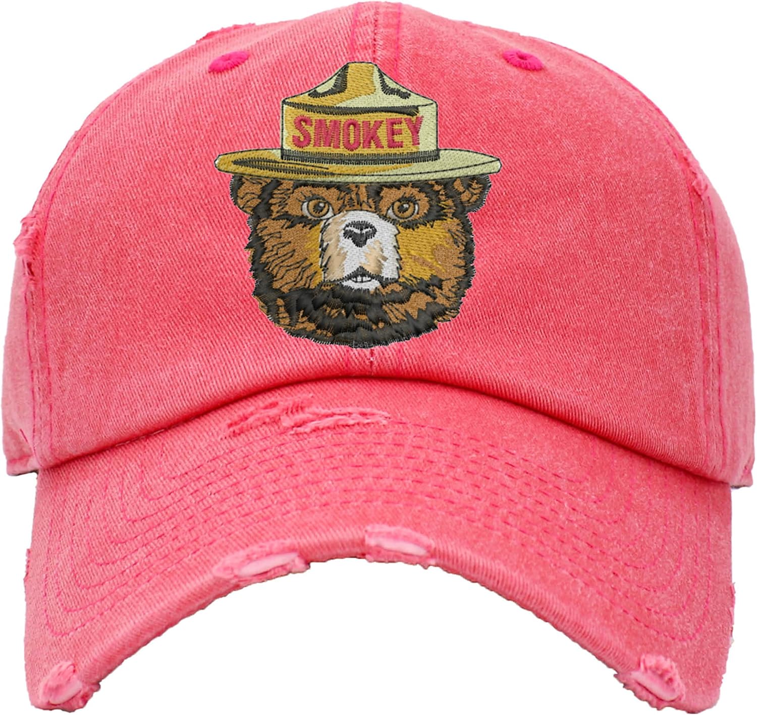 Smokey Bear Dad Hat Embroidered Adult Vintage U.S. Forest Service Cap Adjustable Hat (Pigment Pink)